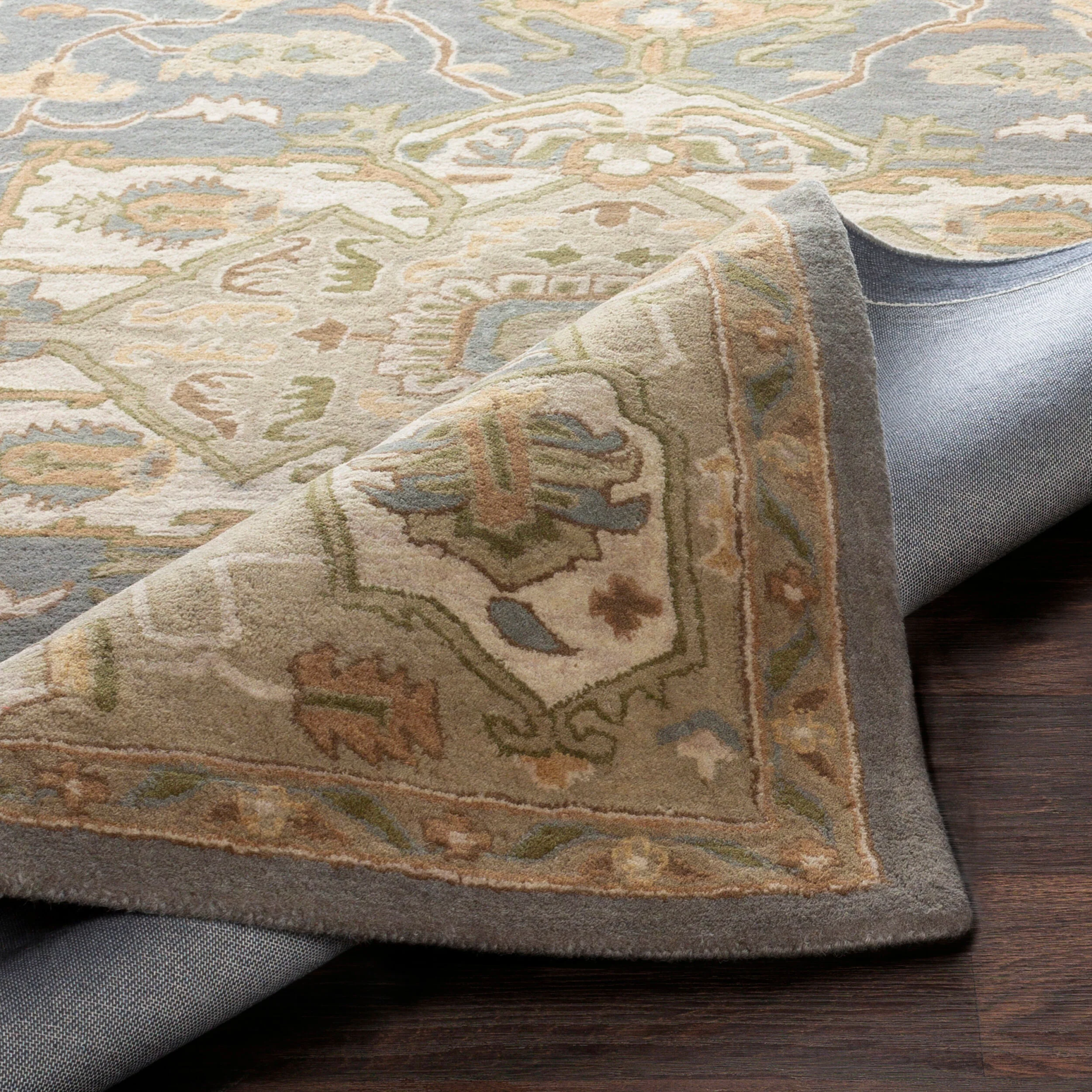 Caesar Hand-Tufted Wool Rug in Sage, Rustic Heritage Design - Image 5