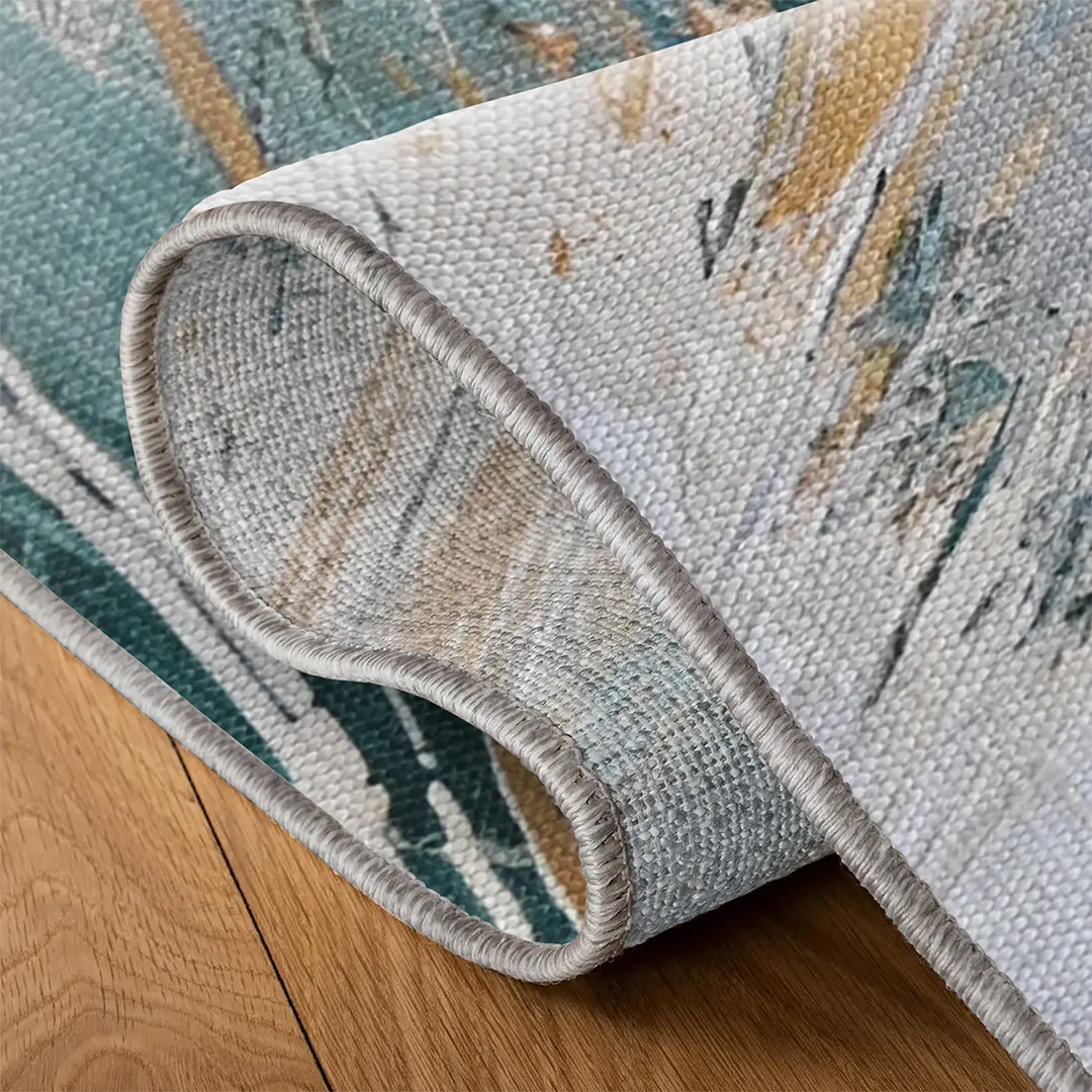 Digital Printed Abstract Rug with Flowing Water-Inspired Patterns - Image 6