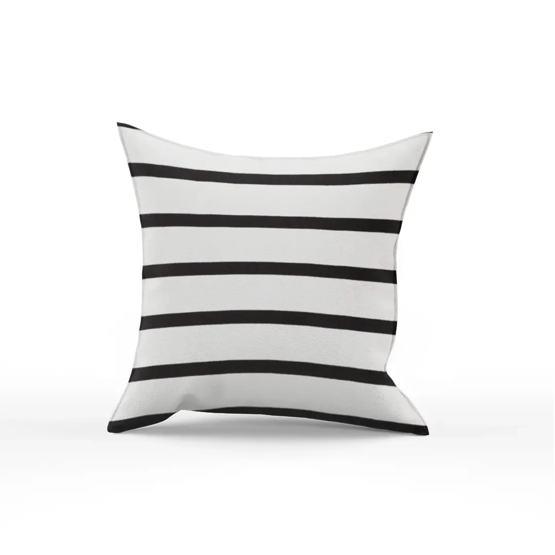 Glyph Cotton Ivory & Black Stripes Pillow Cover - Image 4
