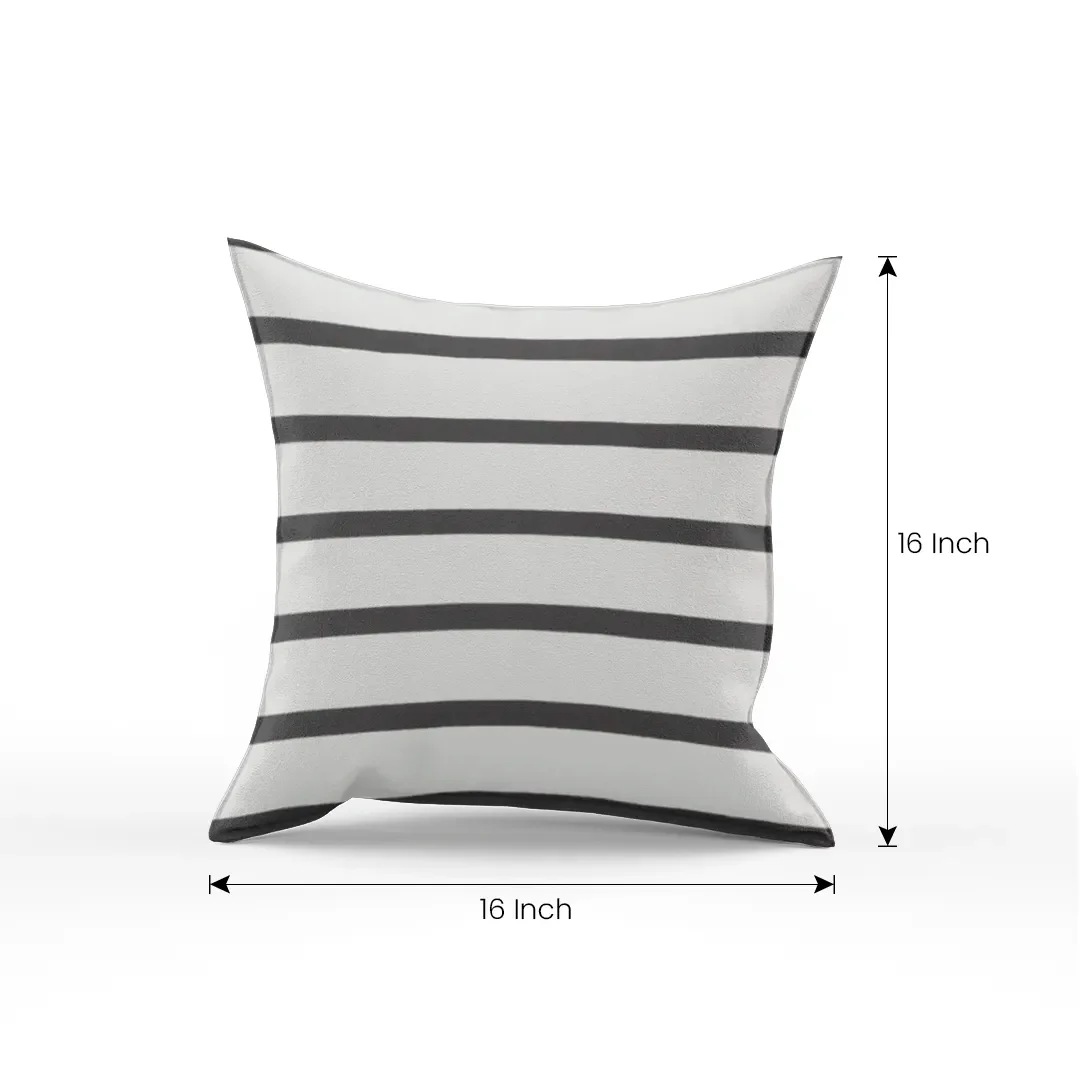 Glyph Cotton Ivory & Black Stripes Pillow Cover - Image 8