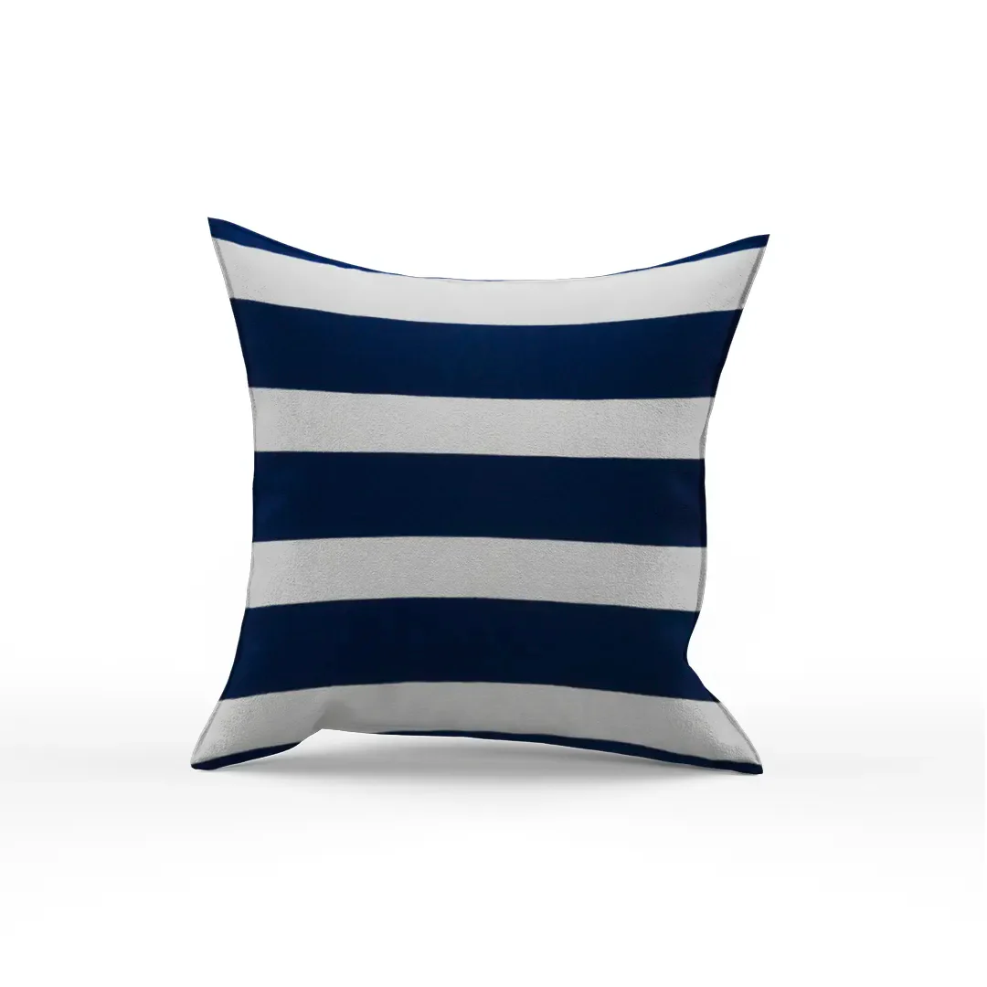 Glyph Cotton Ivory and Navy Stripes Pillow Cover - Image 3