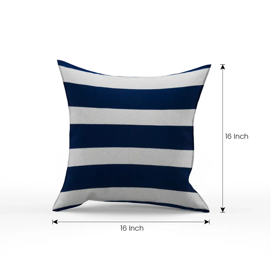 Glyph Cotton Ivory and Navy Stripes Pillow Cover - Image 5