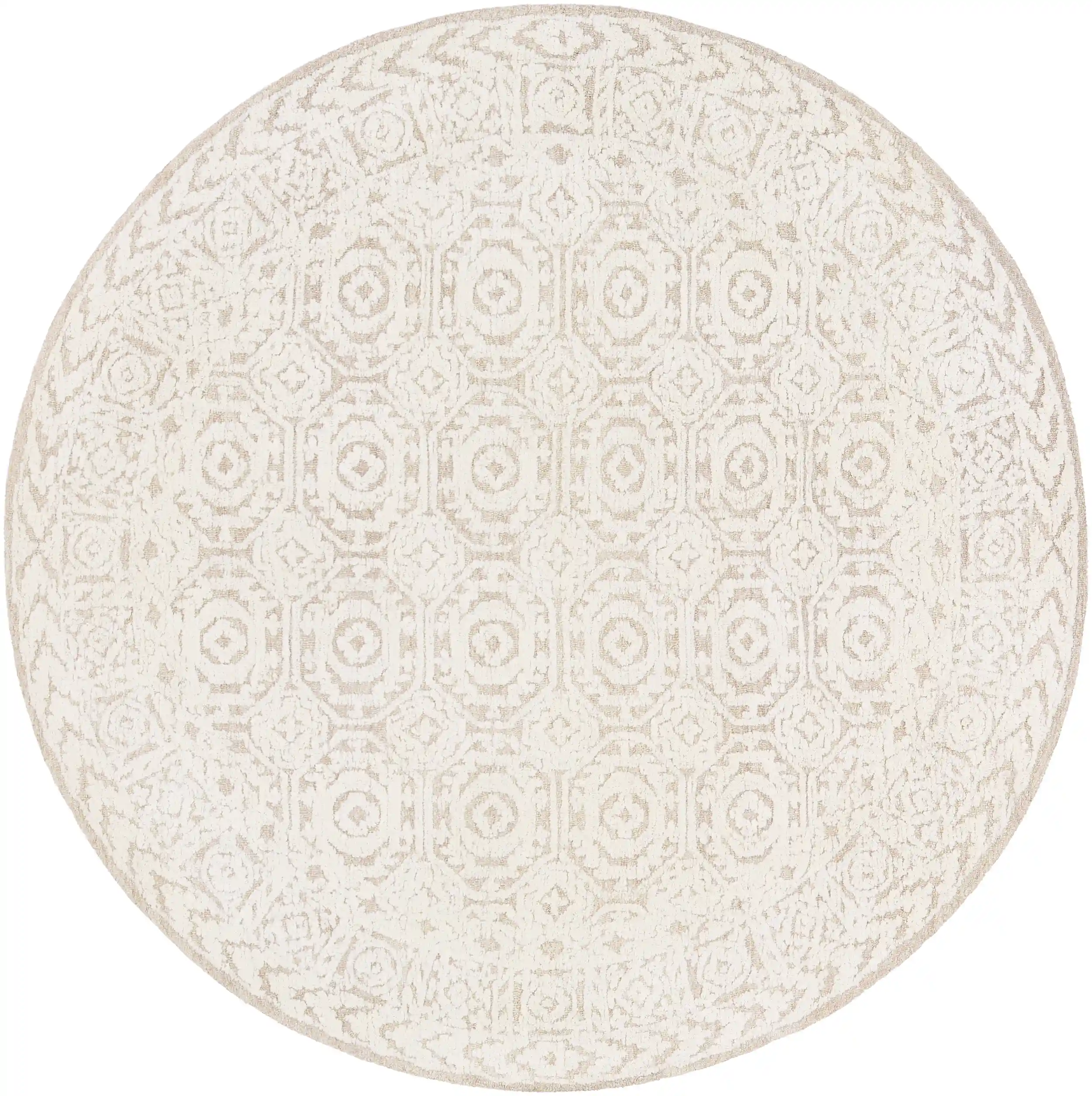Hand Loomed Louvre Beige Wool Rug - Image 3