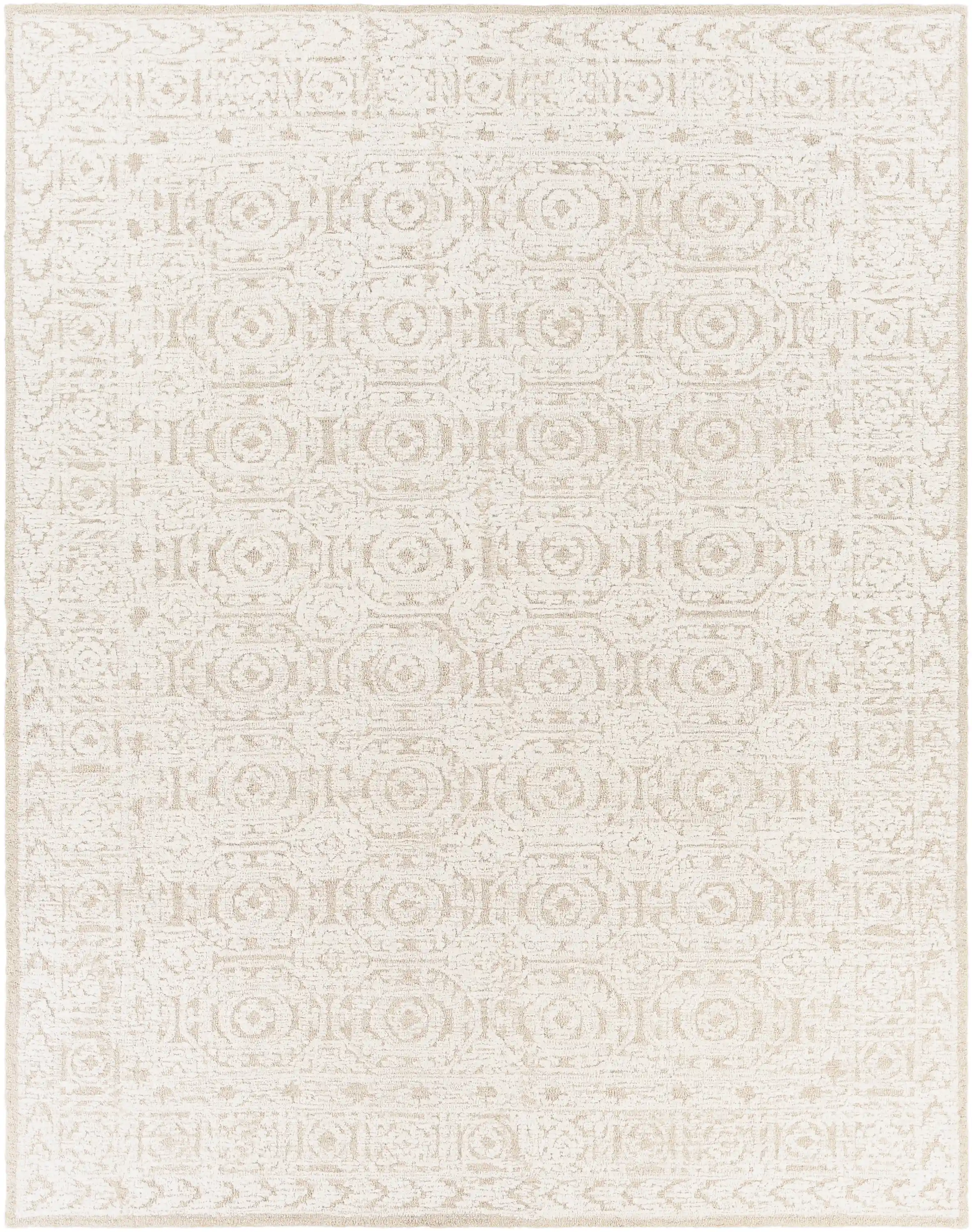 Hand Loomed Louvre Beige Wool Rug - Image 5