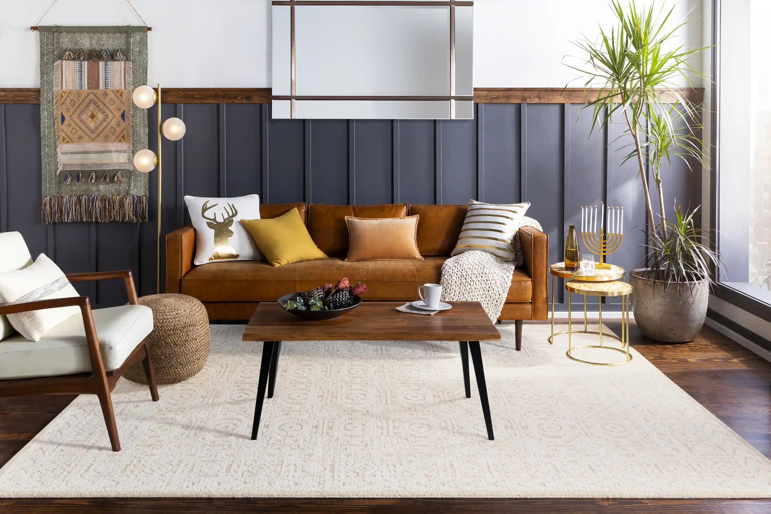 Hand Loomed Louvre Beige Wool Rug - Image 6