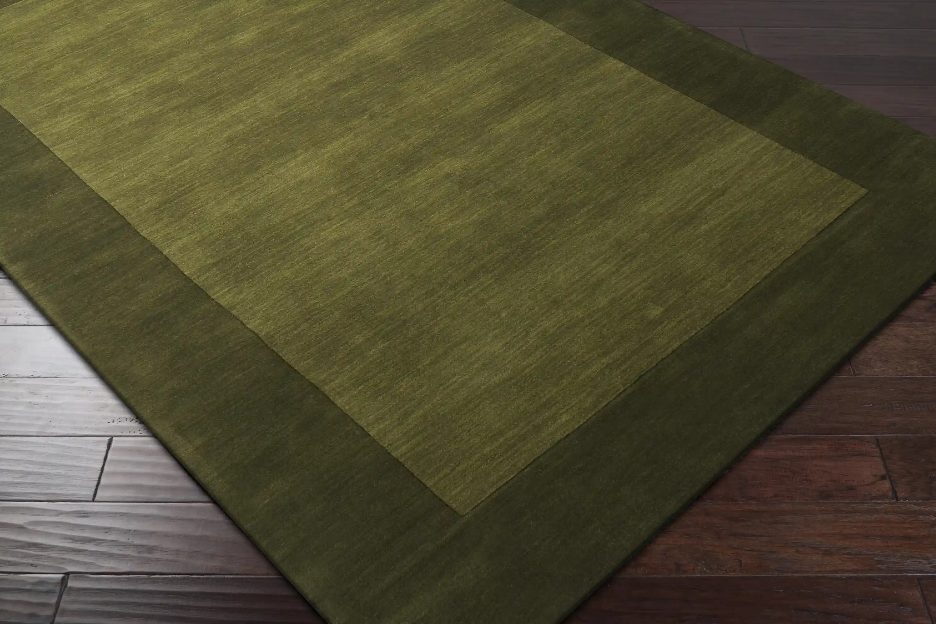 Hand Loomed Mystique Dark Green Wool Rug - Image 3