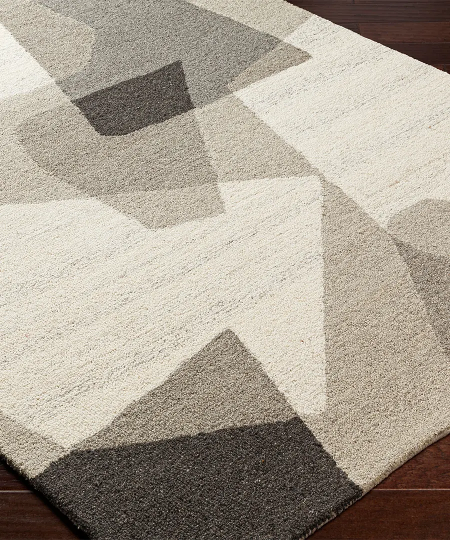 Hand Tufted Abstract Granada Beige Wool Rug - Image 3