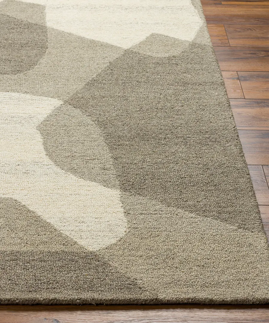 Hand Tufted Abstract Granada Beige Wool Rug - Image 5