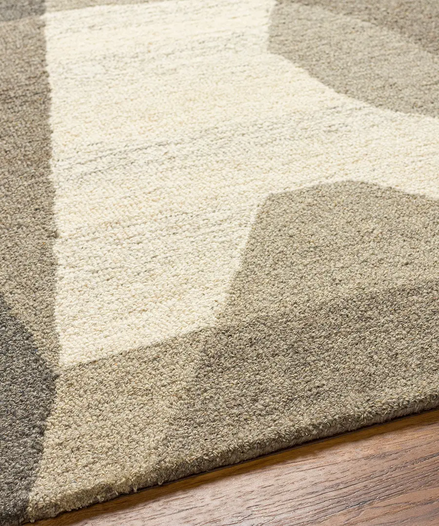 Hand Tufted Abstract Granada Beige Wool Rug - Image 6