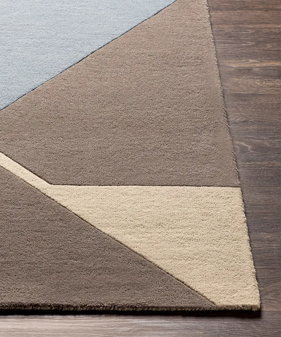 Hand Tufted Abstract Queens Beige Wool Rug - Image 3