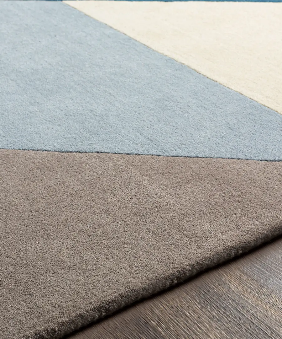 Hand Tufted Abstract Queens Beige Wool Rug - Image 5