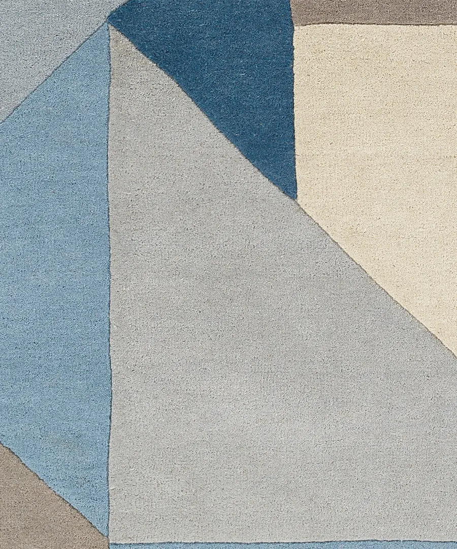 Hand Tufted Abstract Queens Blue Wool Rug - Image 3
