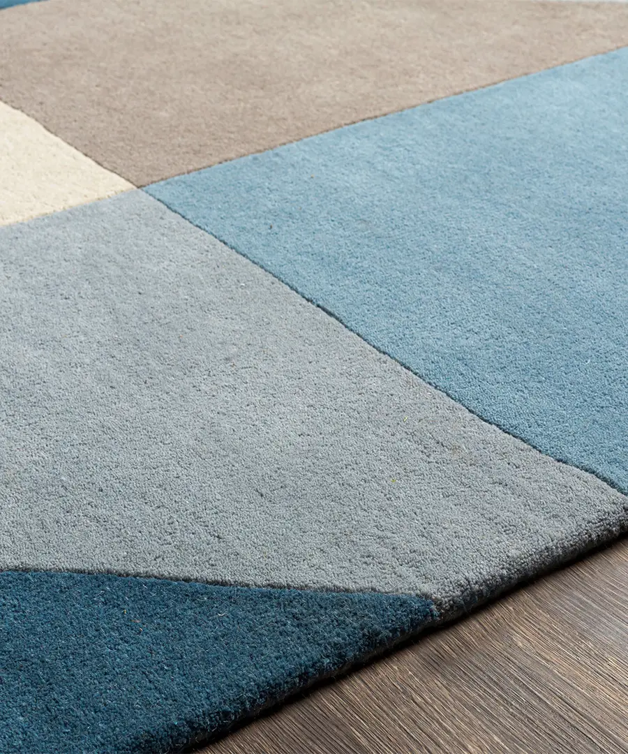 Hand Tufted Abstract Queens Blue Wool Rug - Image 4