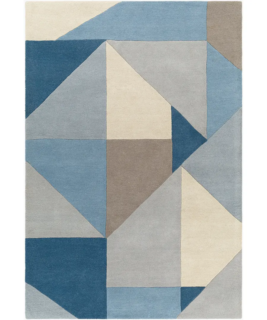 Hand Tufted Abstract Queens Blue Wool Rug - Image 5