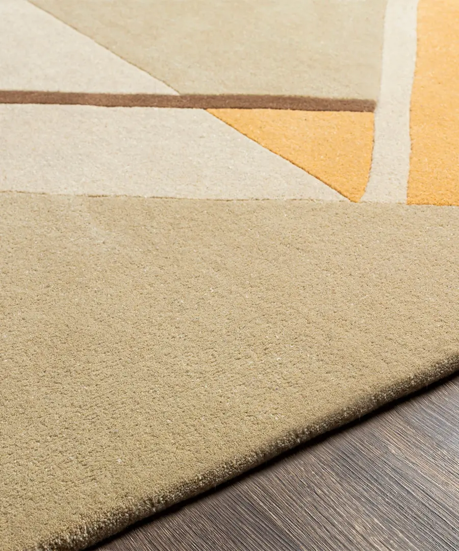 Hand Tufted Abstract Queens Camel Wool Rug - Image 7