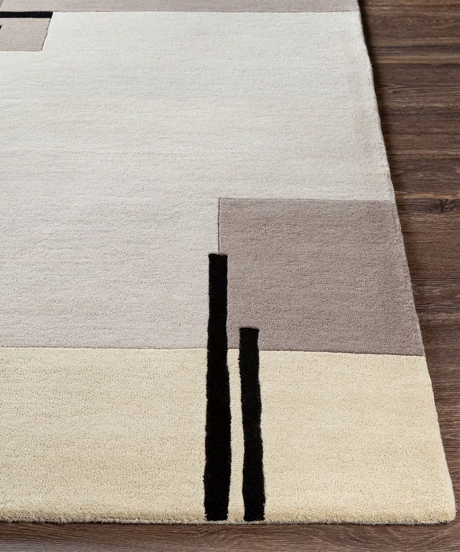 Hand Tufted Abstract Queens Gray Wool Rug - Image 5