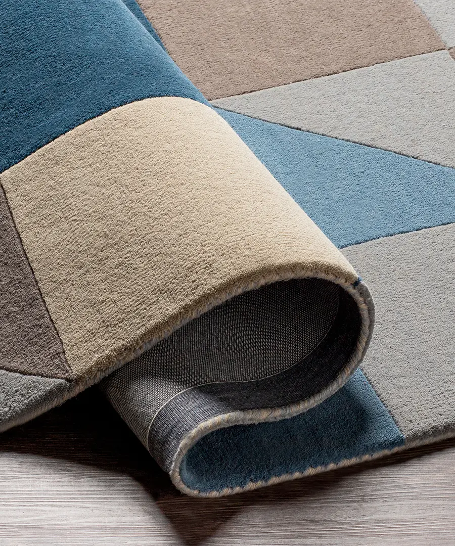 Hand Tufted Abstract Queens Navy Wool Rug - Image 3