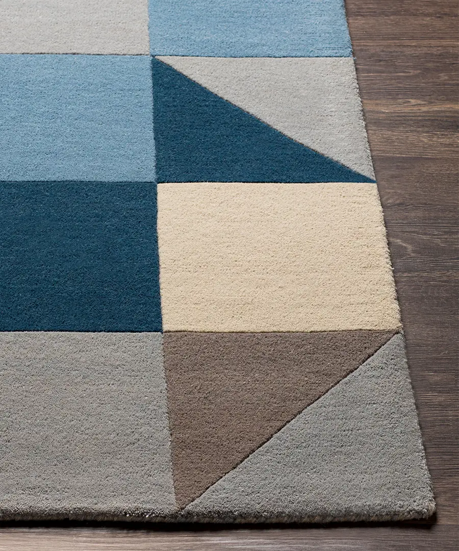 Hand Tufted Abstract Queens Navy Wool Rug - Image 4