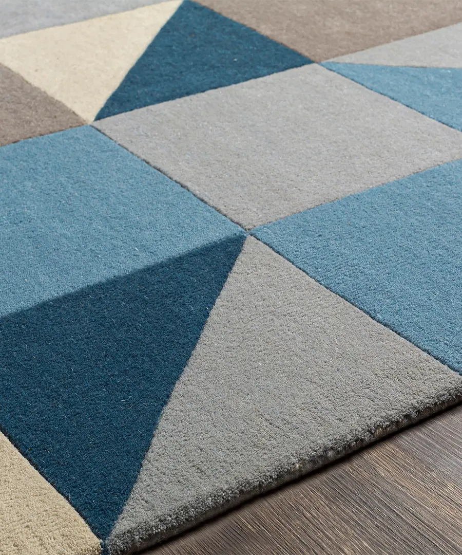 Hand Tufted Abstract Queens Navy Wool Rug - Image 6