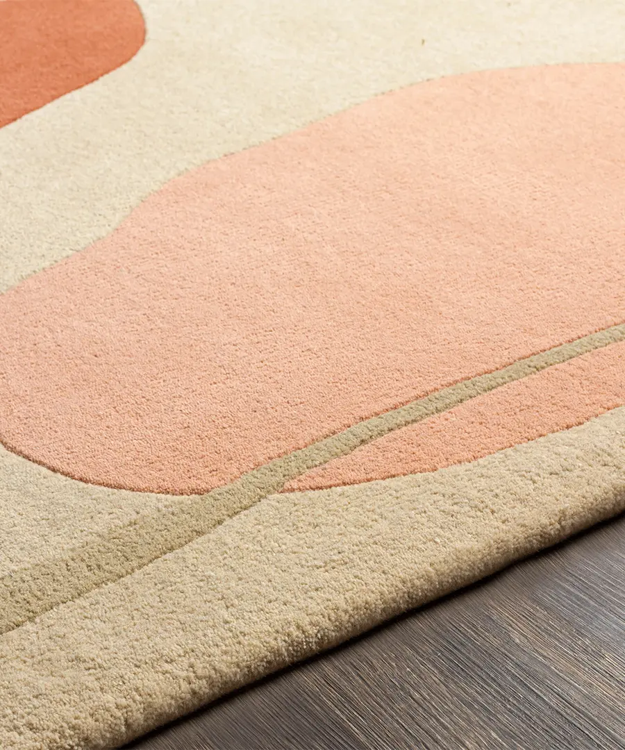 Hand Tufted Abstract Queens Orange Wool Rug - Image 6