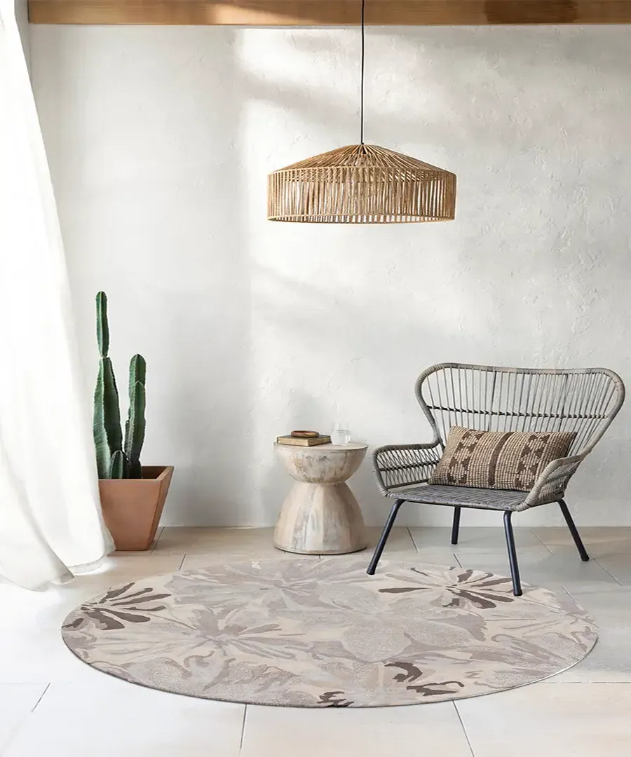 Hand-Tufted Athena Gray and Brown Floral Wool Rug - Image 3