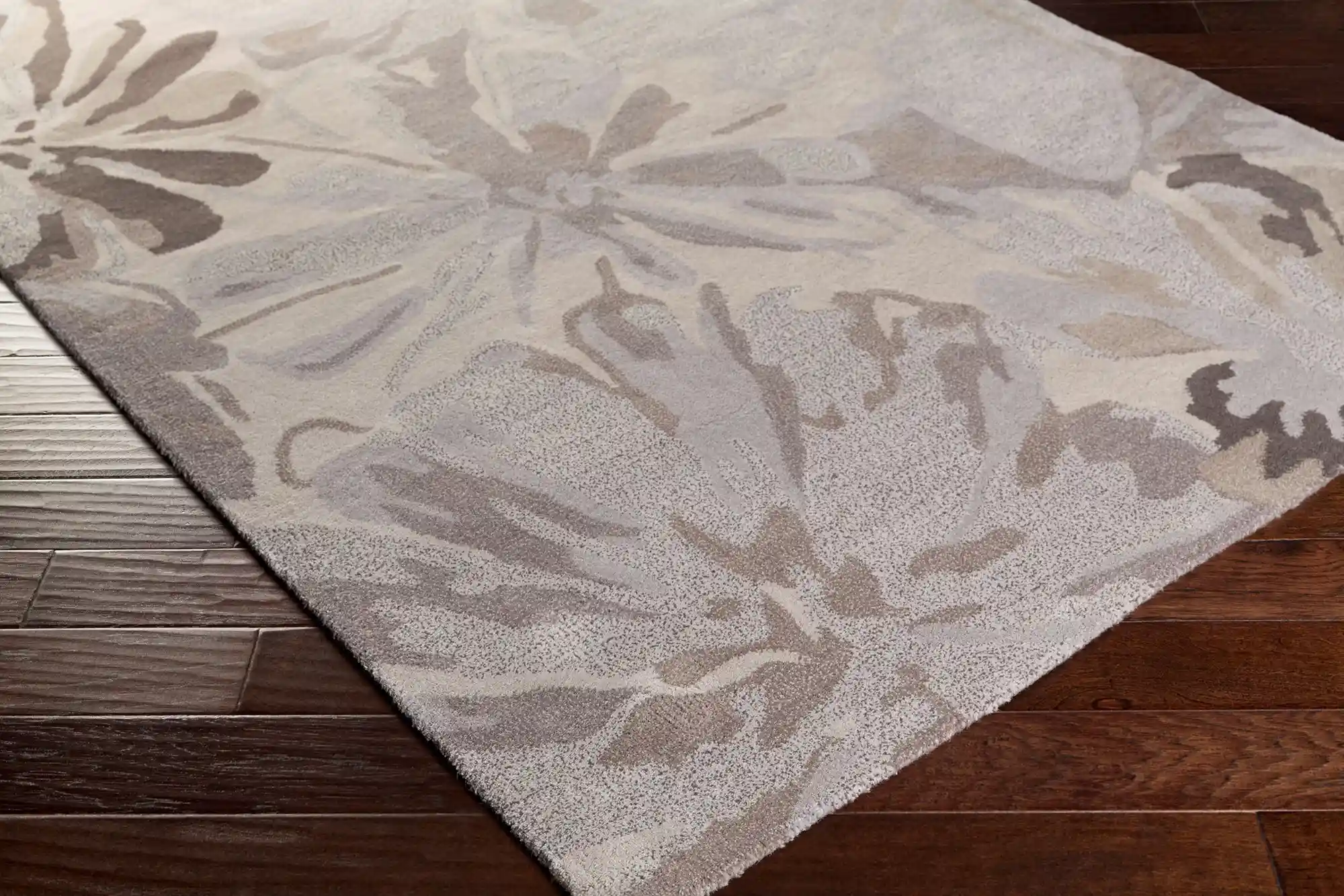 Hand-Tufted Athena Gray and Brown Floral Wool Rug - Image 5