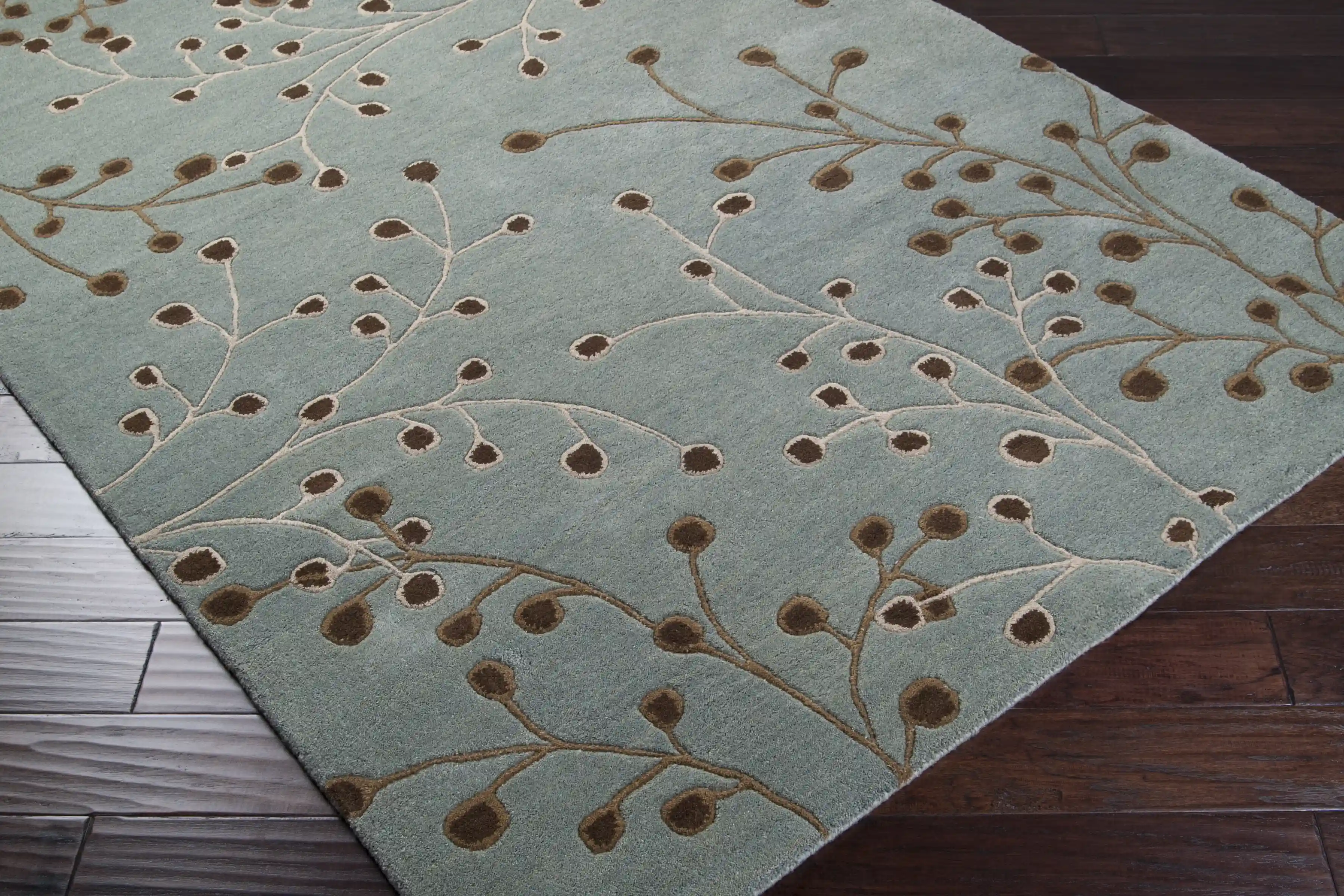 Hand Tufted Athena Sage and Brown Wool Rug - Image 4