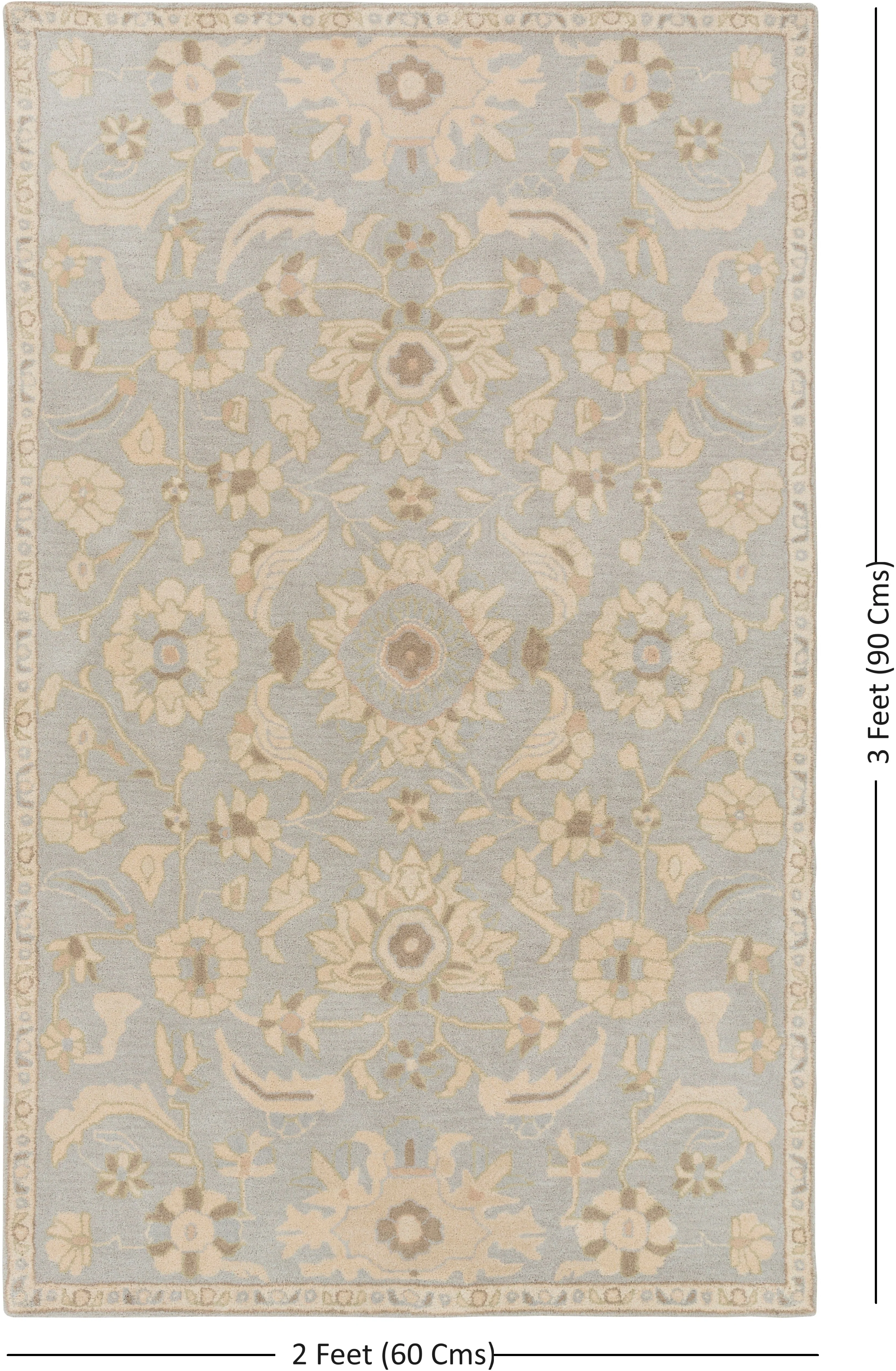 Hand Tufted Caesar Blue and Beige Charcol Wool Rug - Image 5