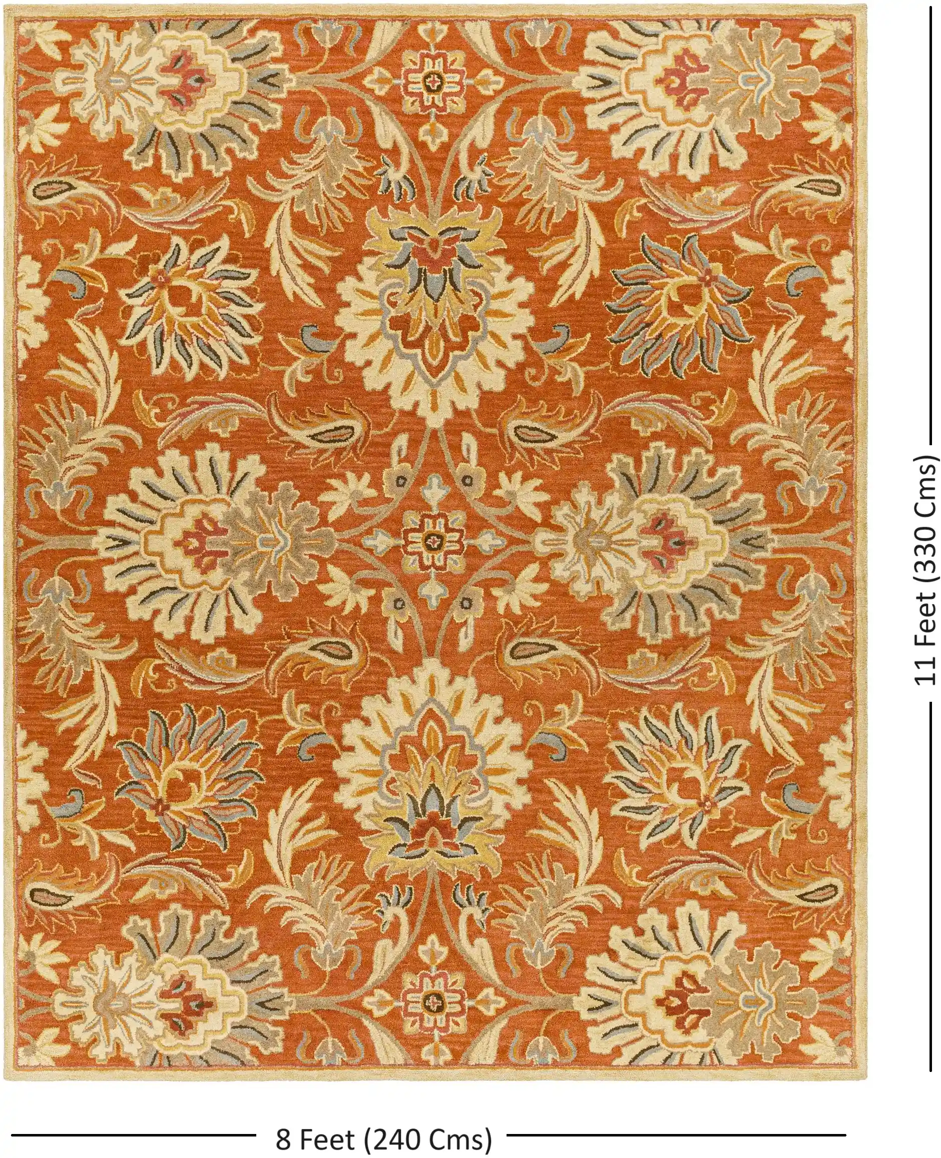 Hand Tufted Caesar Dark Brown and Orange Wool Rug - Image 5