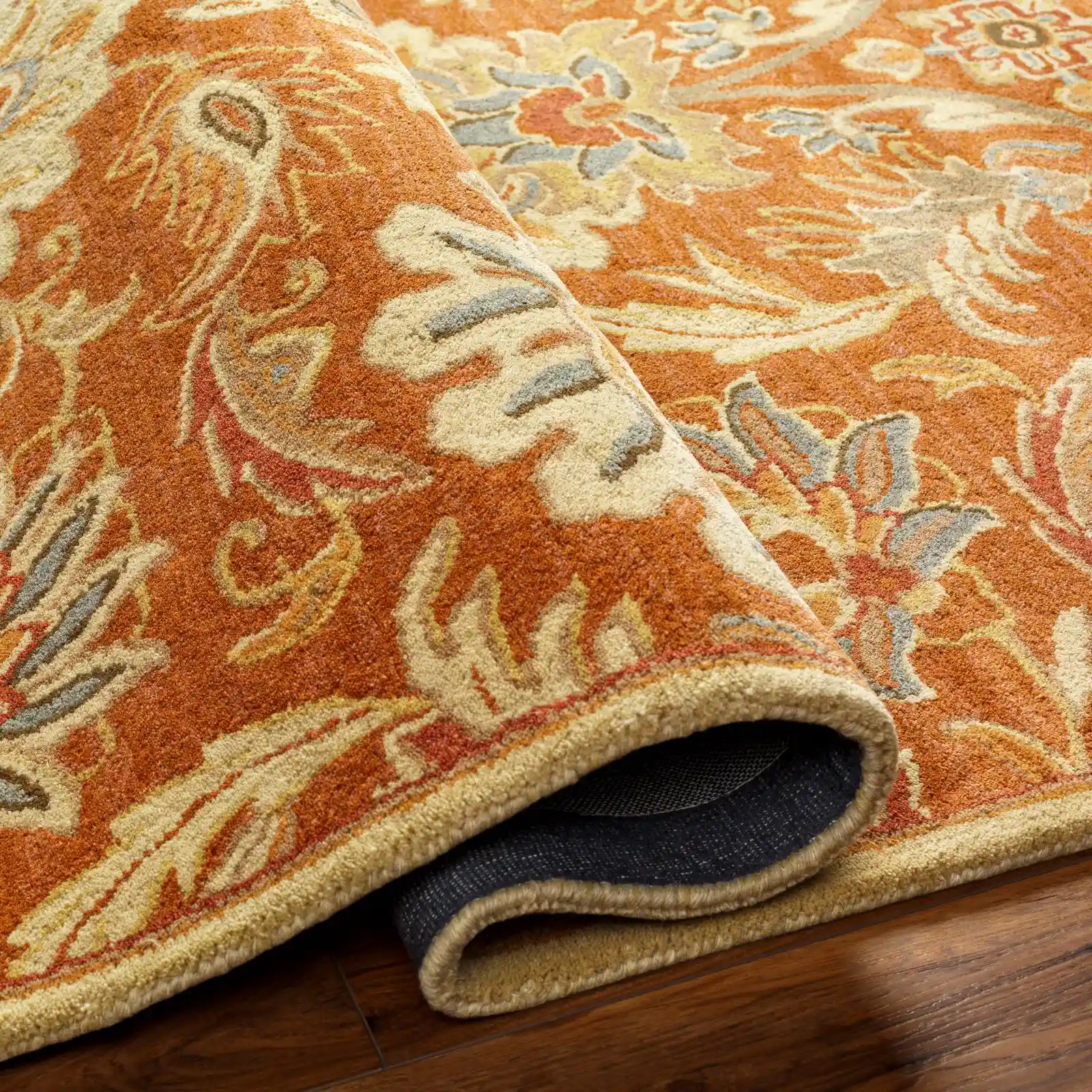 Hand Tufted Caesar Dark Brown and Orange Wool Rug - Image 6