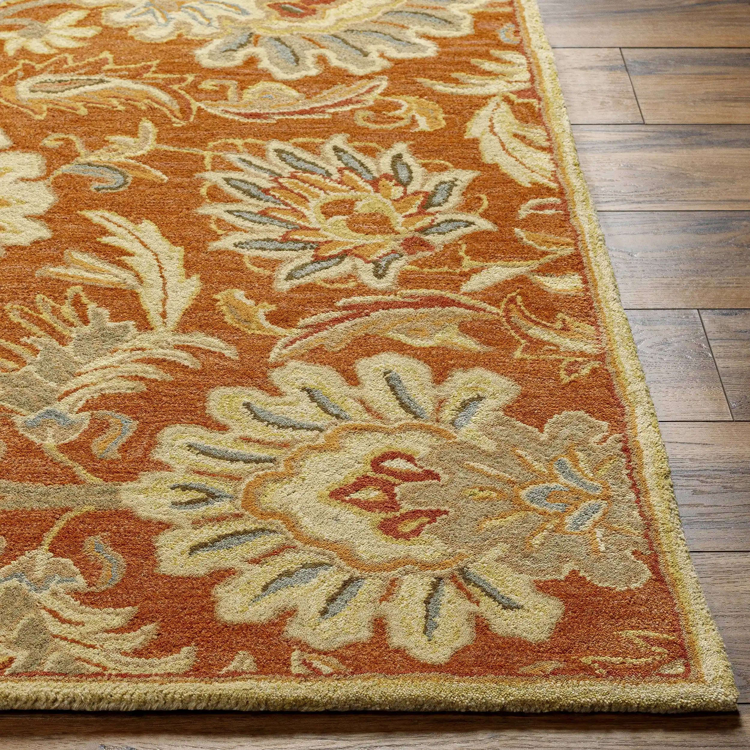 Hand Tufted Caesar Dark Brown and Orange Wool Rug - Image 7
