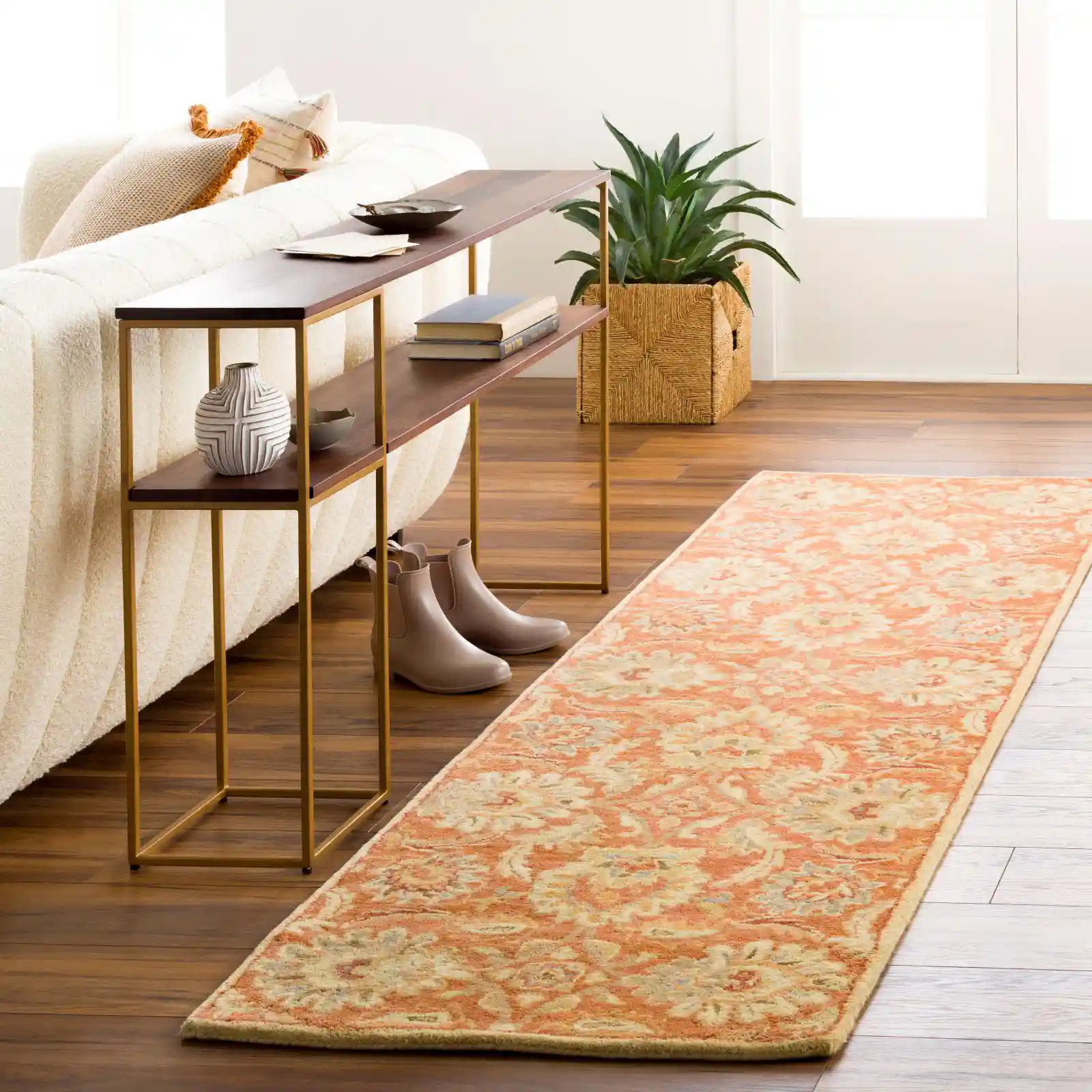 Hand Tufted Caesar Dark Brown and Orange Wool Rug - Image 8