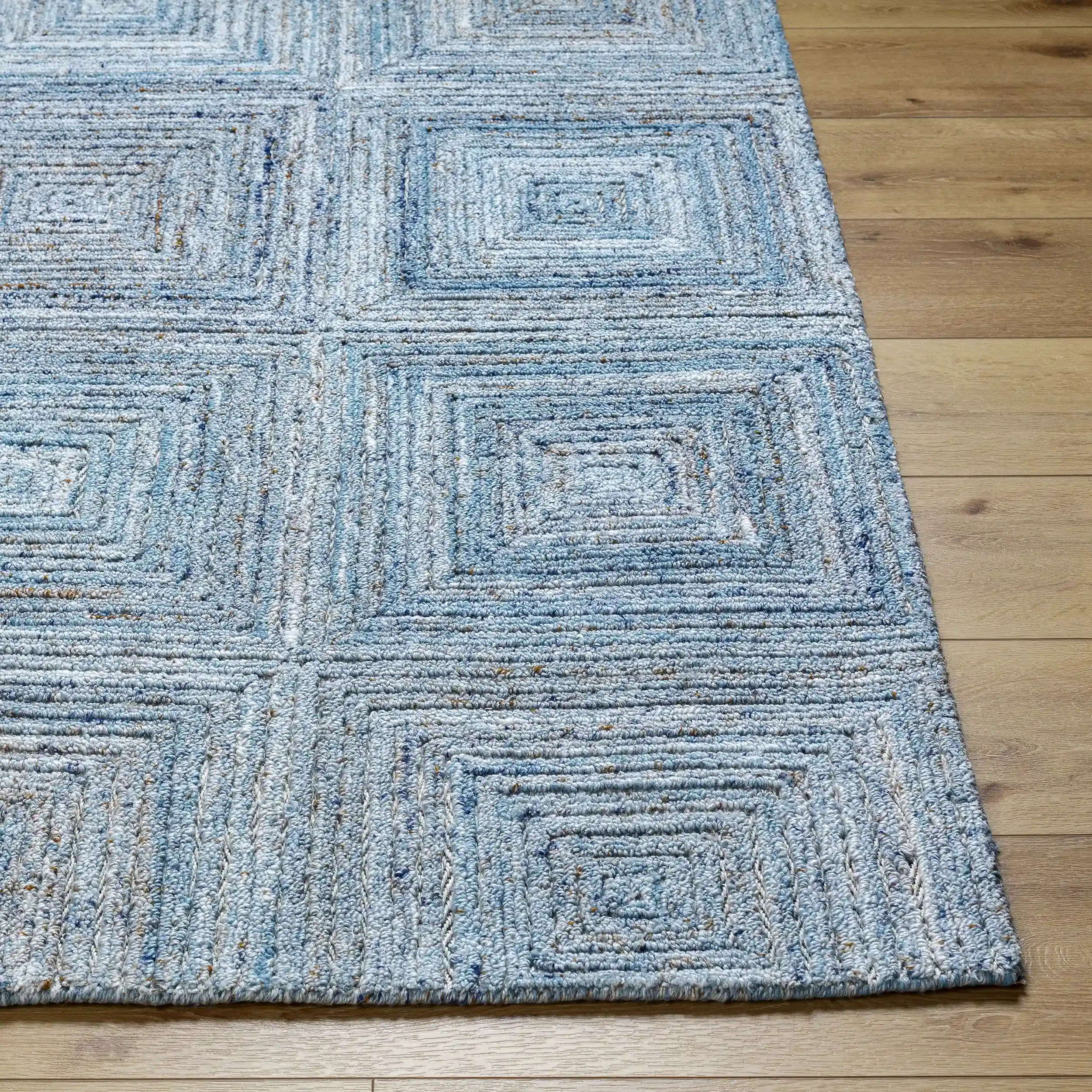 Hand Tufted Calgary Blue Diamond Wool Rug - Image 4