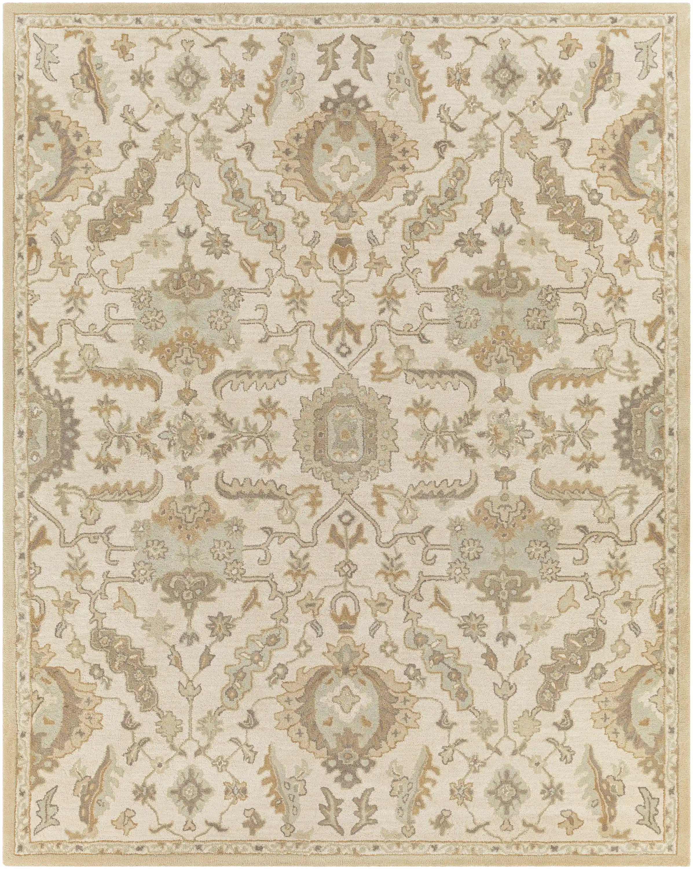 Hand Tufted Cesar Cream and Light Brown Wool Rug - Image 4