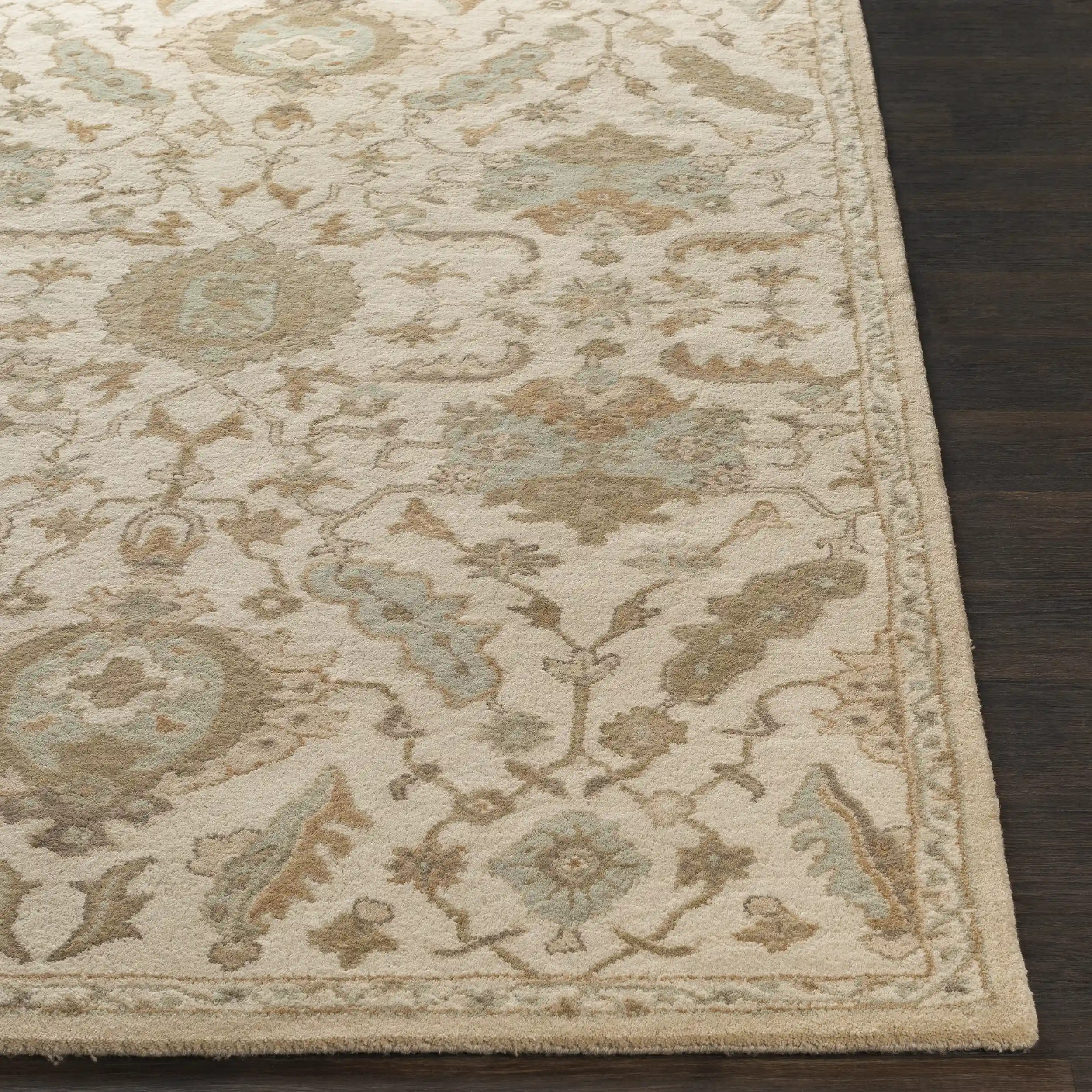 Hand Tufted Cesar Cream and Light Brown Wool Rug - Image 6