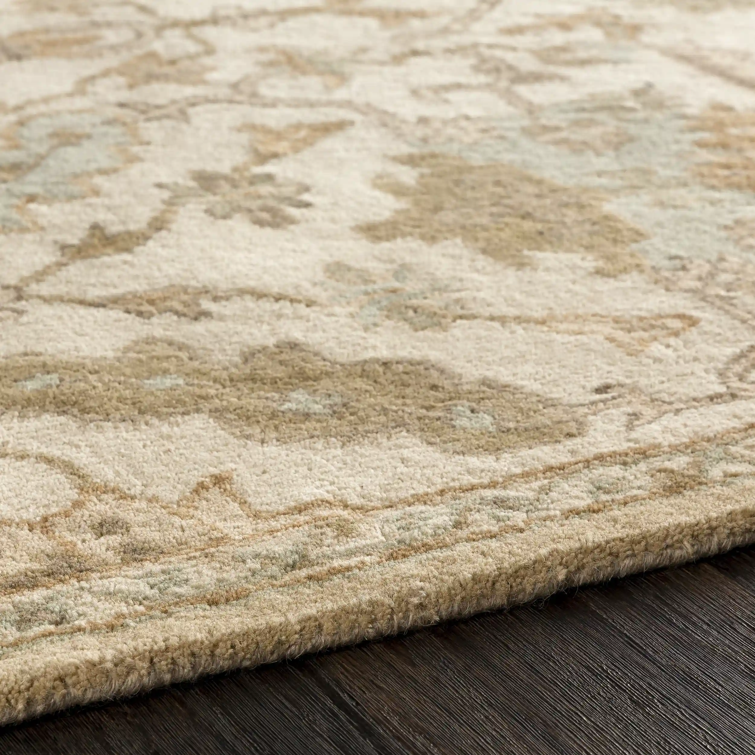 Hand Tufted Cesar Cream and Light Brown Wool Rug - Image 8