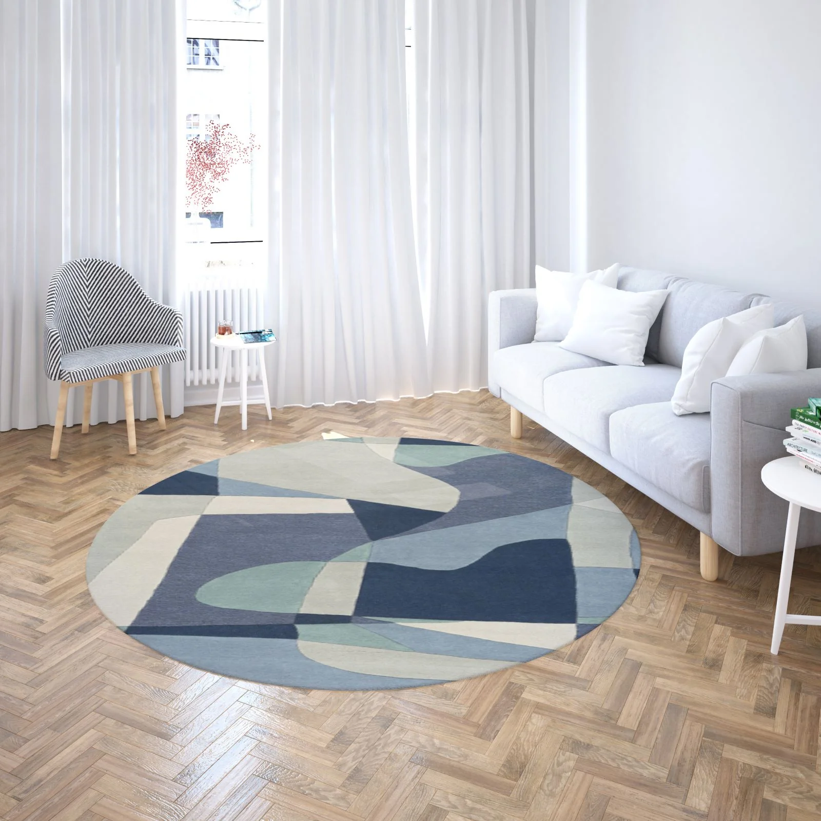 Hand-Tufted Forum Dusty Sage and Blue Wool Rug - Image 13