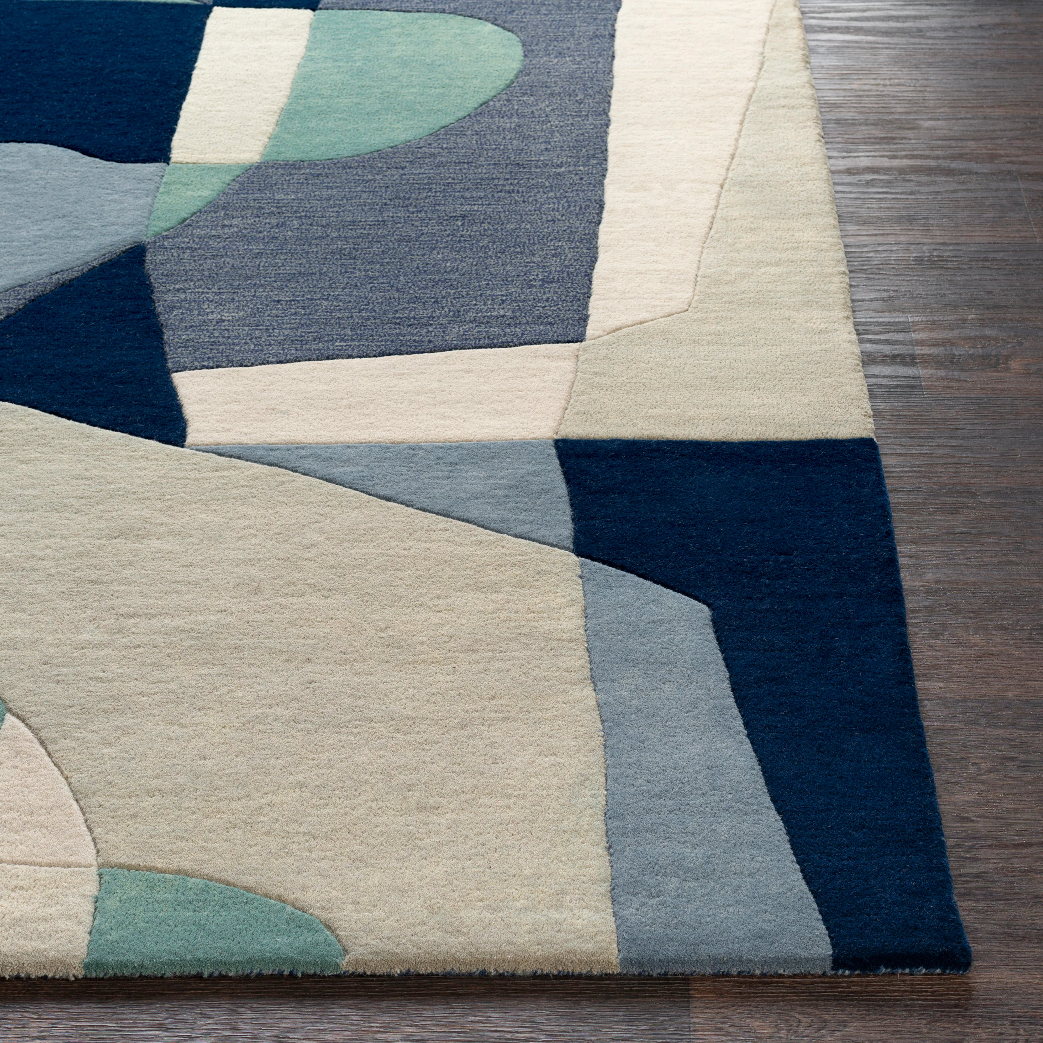 Hand-Tufted Forum Dusty Sage and Blue Wool Rug - Image 6