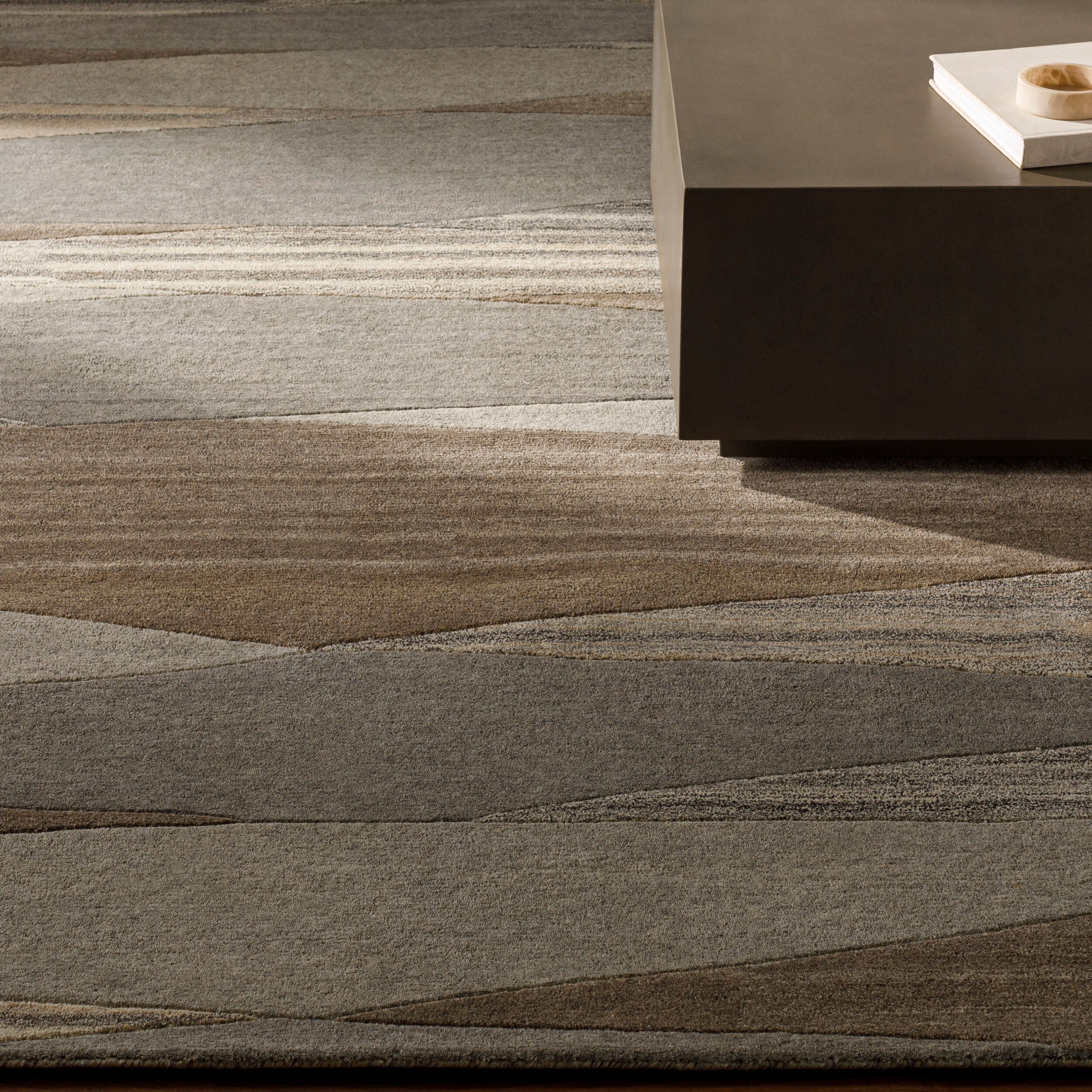 Hand-Tufted Forum Geometric Charcoal Wool Rug - Image 6