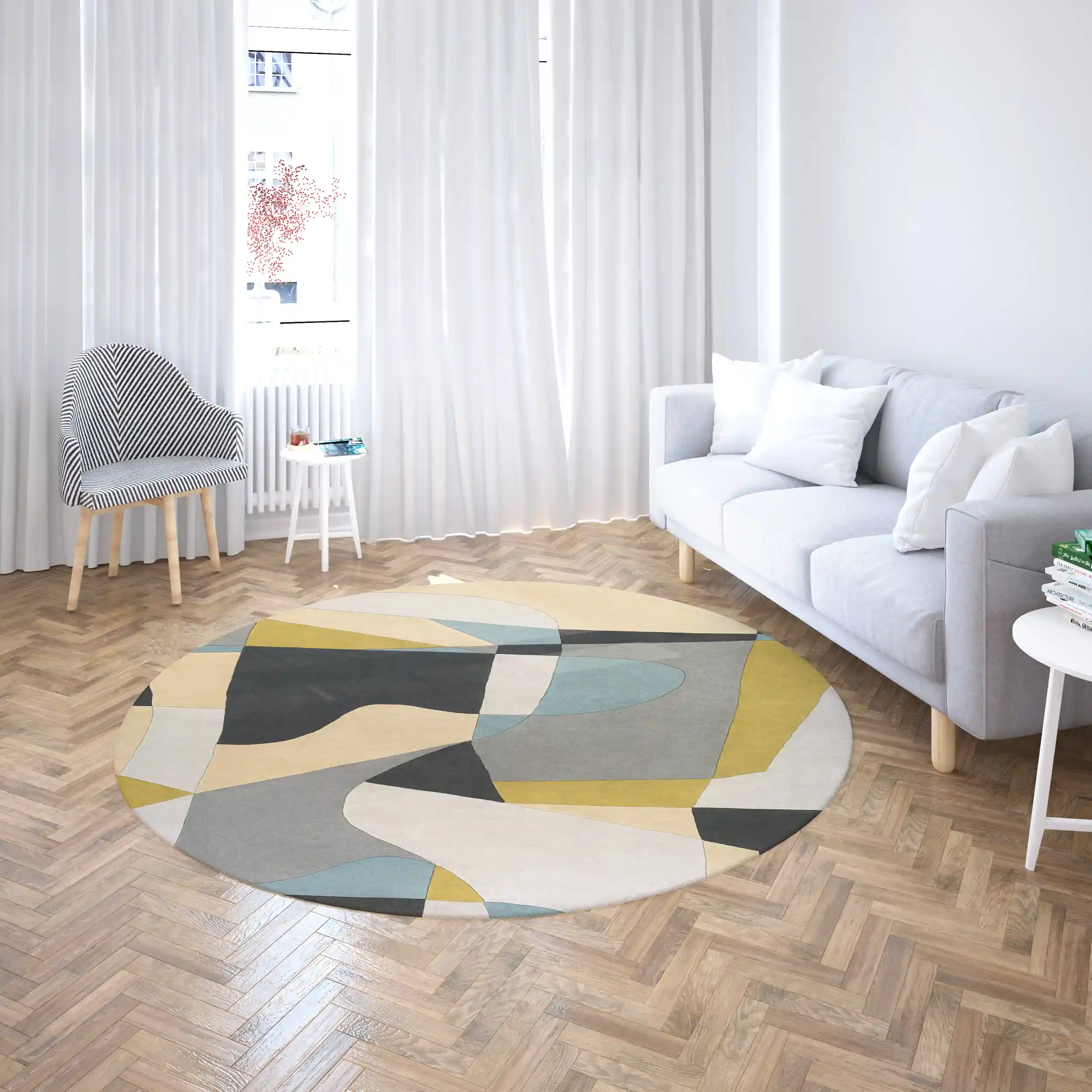 Hand Tufted Yellow and Gray Multicolor Wool Rug - Image 3