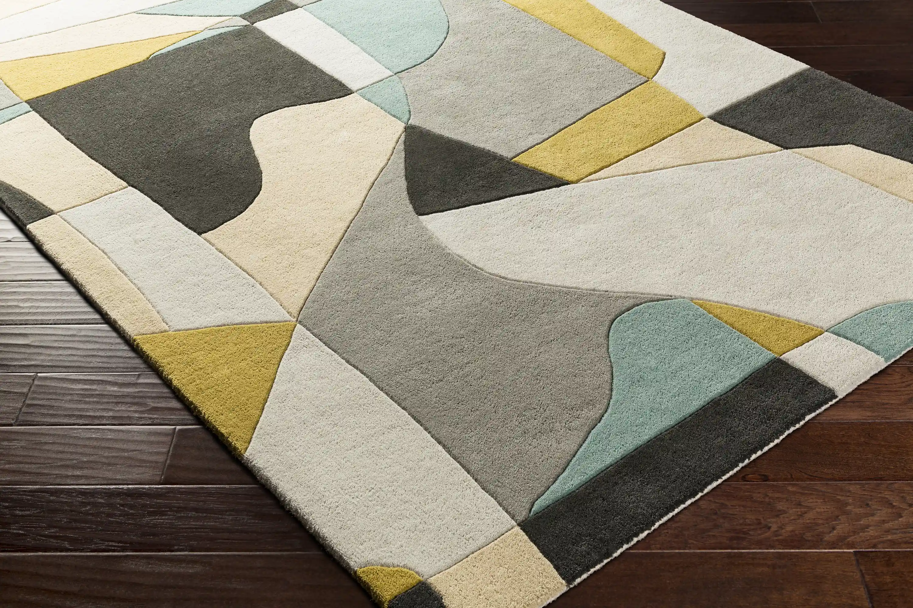 Hand Tufted Yellow and Gray Multicolor Wool Rug - Image 5