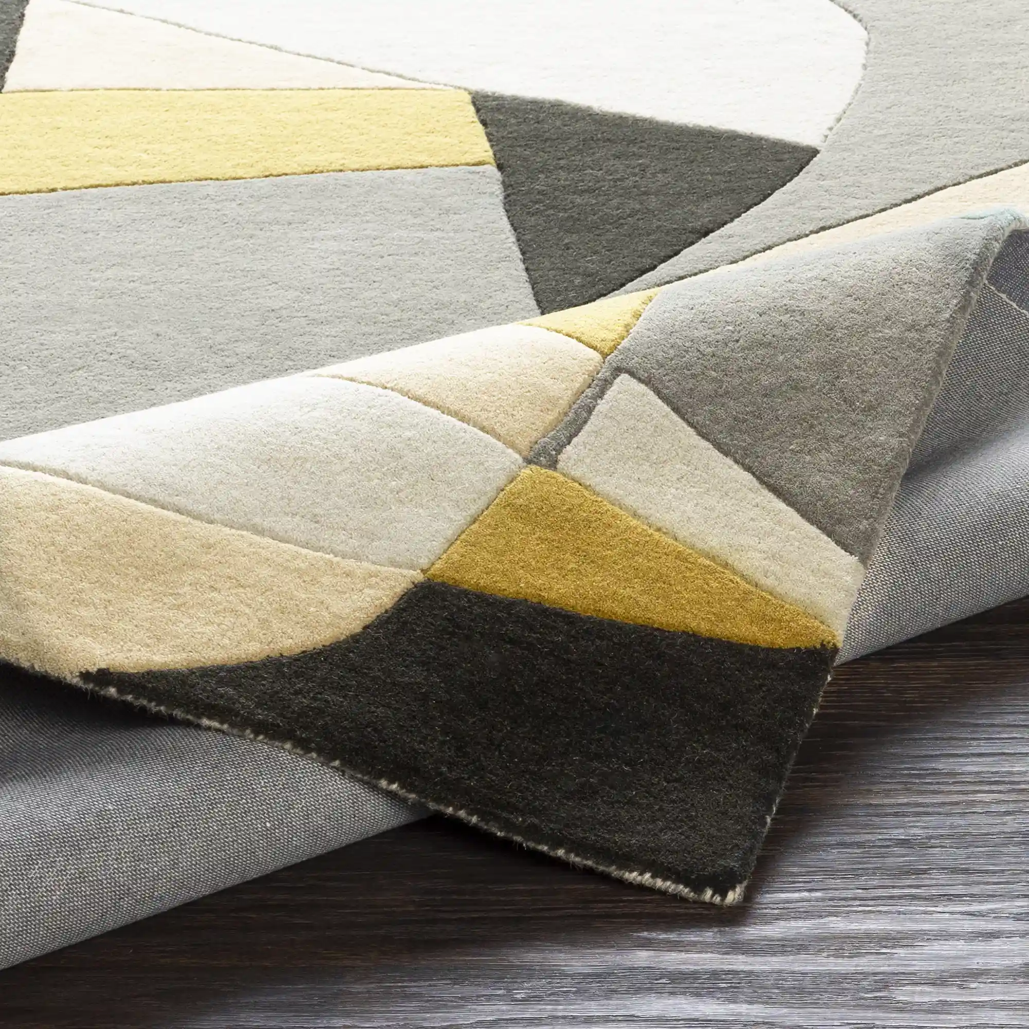 Hand Tufted Yellow and Gray Multicolor Wool Rug - Image 7