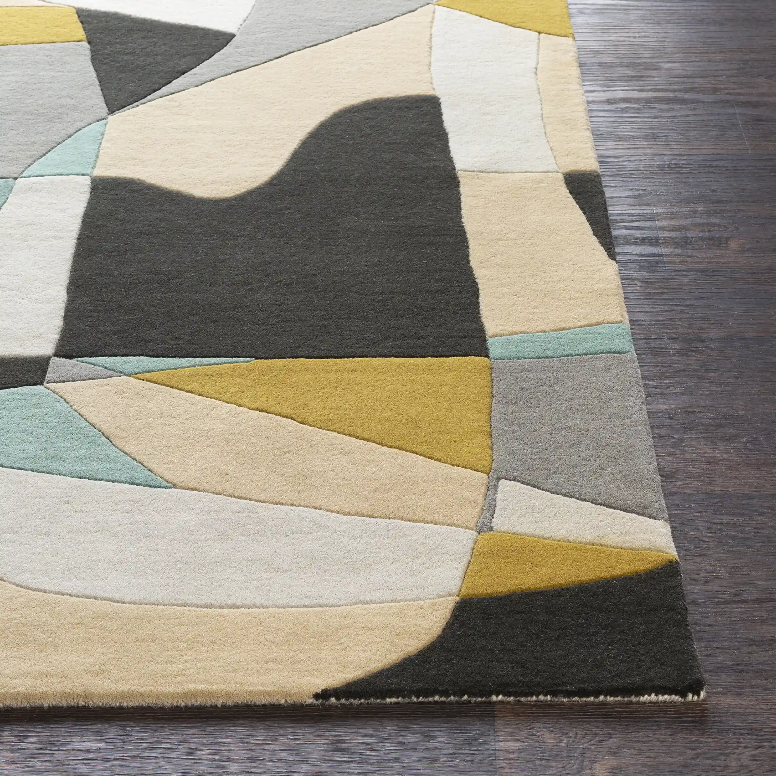 Hand Tufted Yellow and Gray Multicolor Wool Rug - Image 8