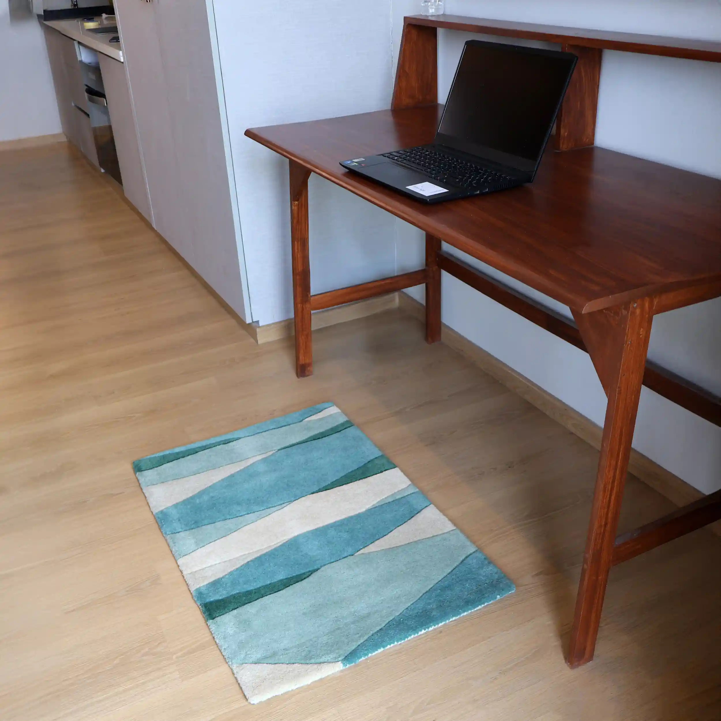 Hand Tufted Sage and Green Wool Rug - Image 3