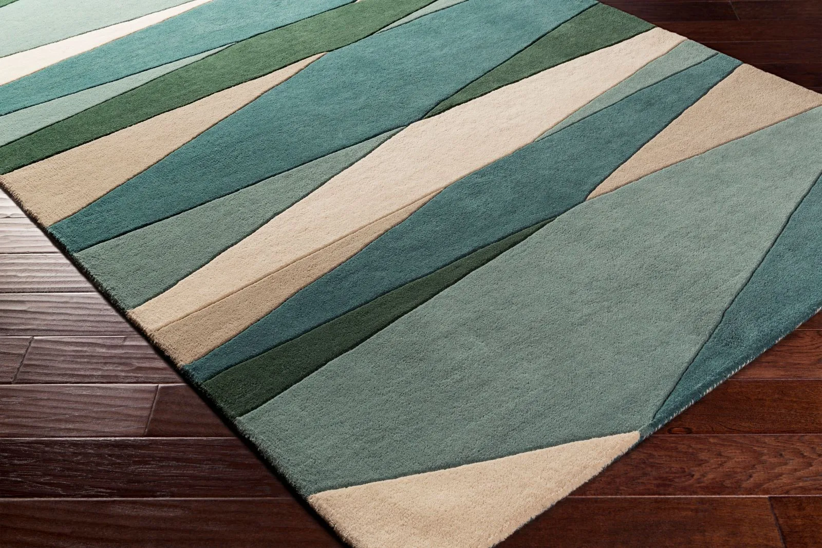 Hand Tufted Sage and Green Wool Rug - Image 8