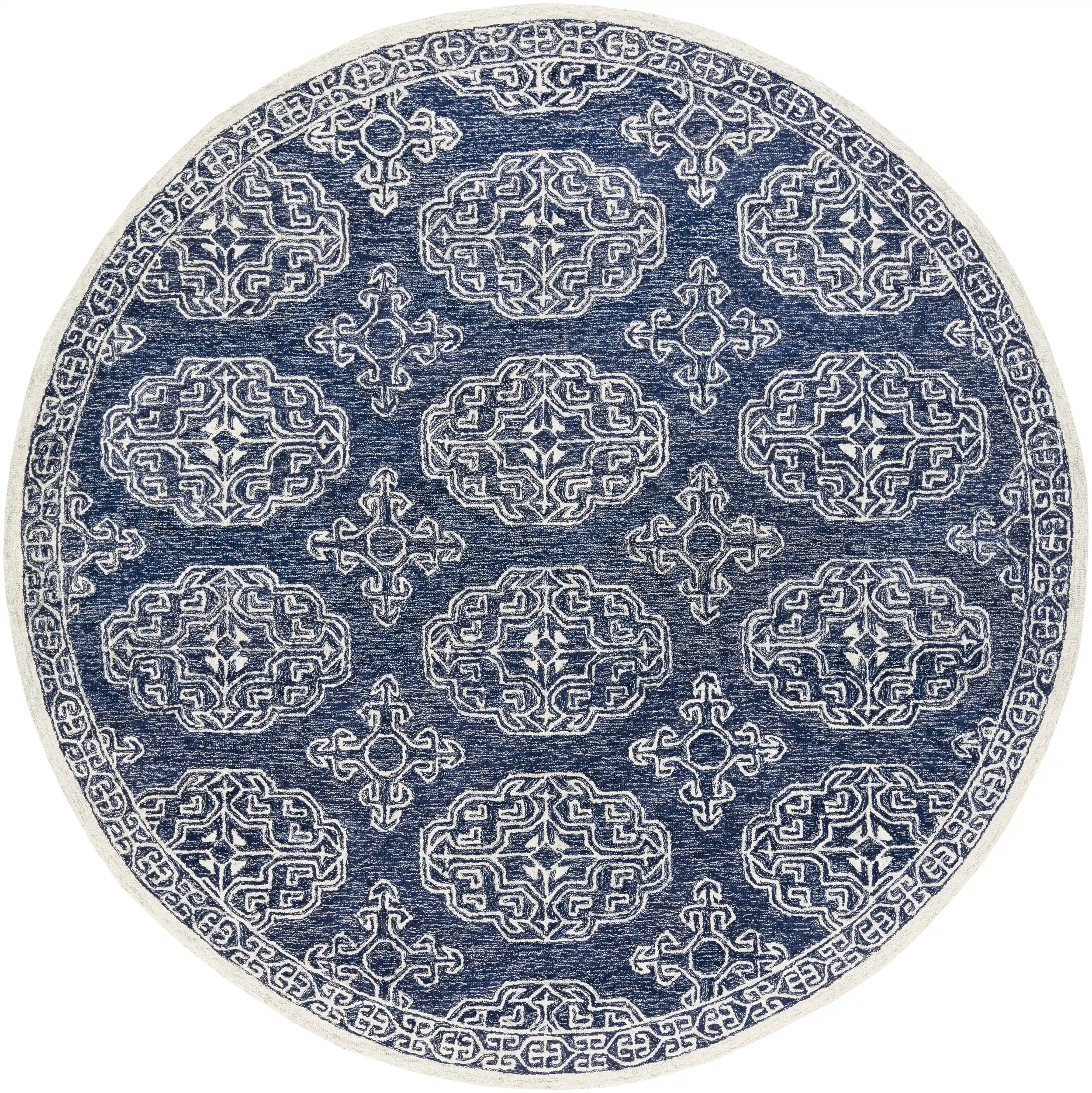 Hand-Tufted Granada Blue and Beige Wool Rug - Image 3