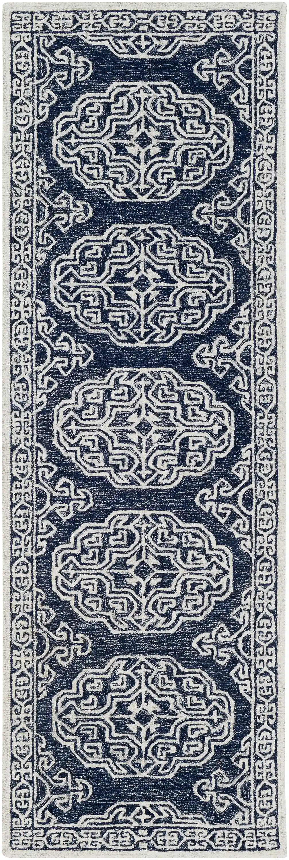 Hand-Tufted Granada Blue and Beige Wool Rug - Image 4