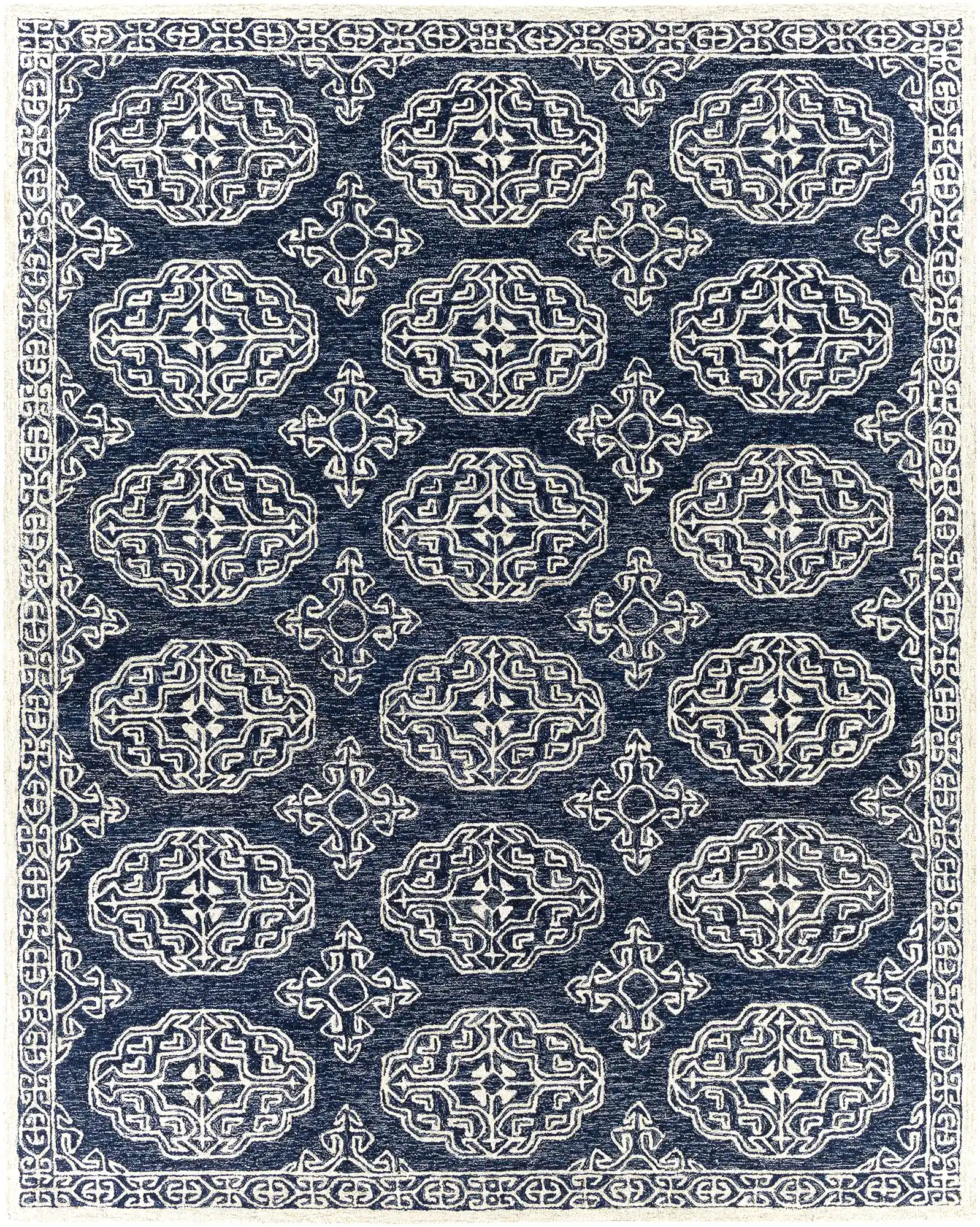 Hand-Tufted Granada Blue and Beige Wool Rug - Image 5