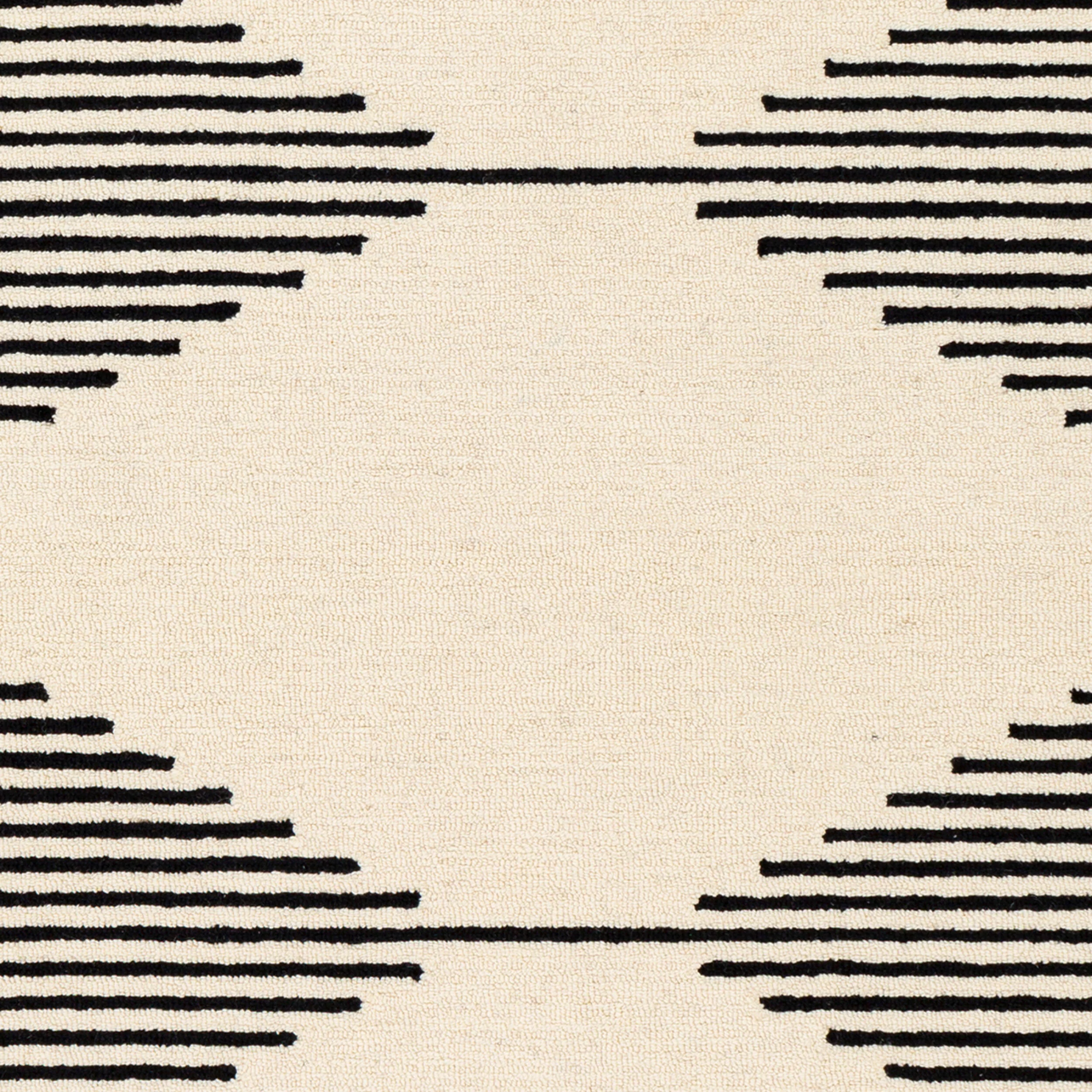 Hand-Tufted Granada Geometric Diamond Black and Beige Wool Rug - Image 6