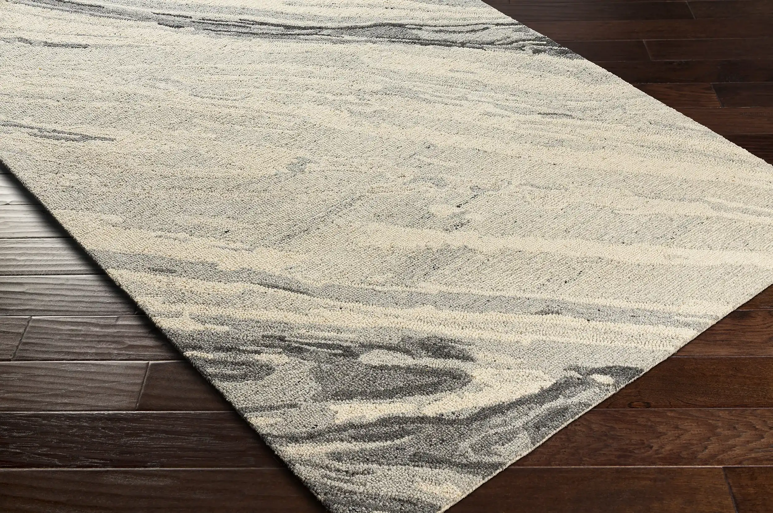 Hand-Tufted Madelyn Light Gray and Beige Wool Rug - Image 3